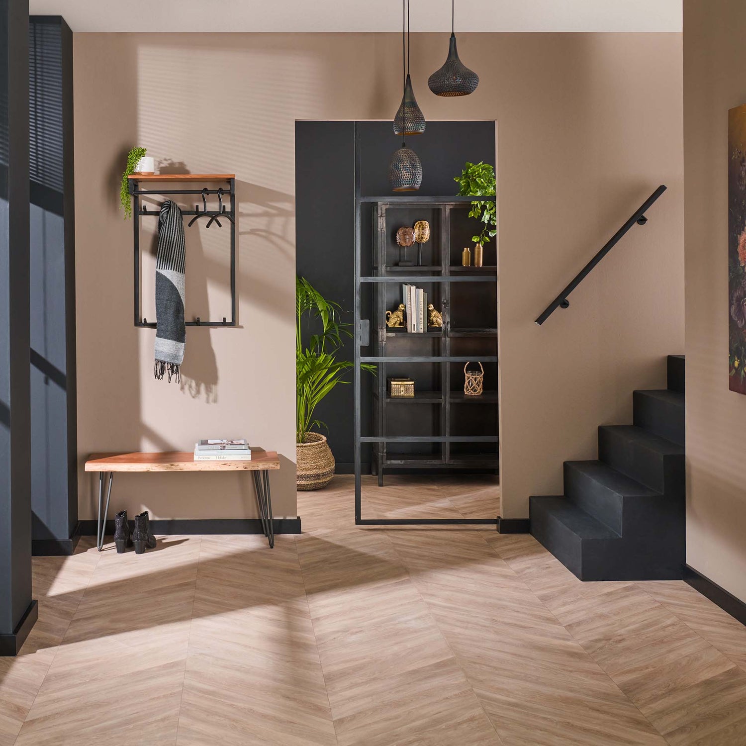 Kapstok Custom Hoog met 2x4 Haken - 55x33x80 cm - Naturel - Acacia