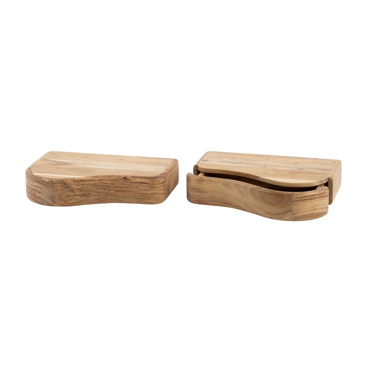 Nachtkastje Organic - Set van 2 - 40x25x8 cm - Natureel - Acacia