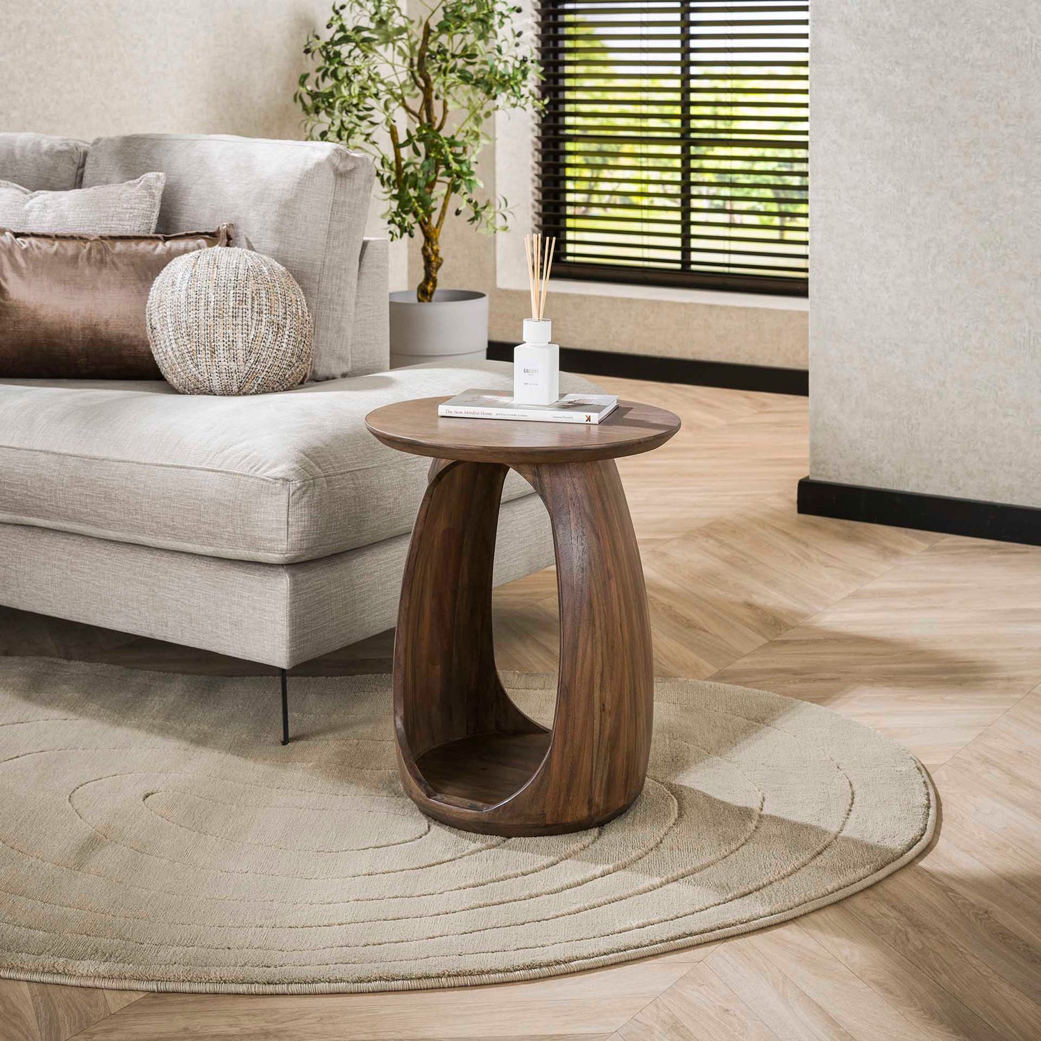 Bijzettafel Flow Solid S - 45x45x56 cm - Glaze Brown - Acacia