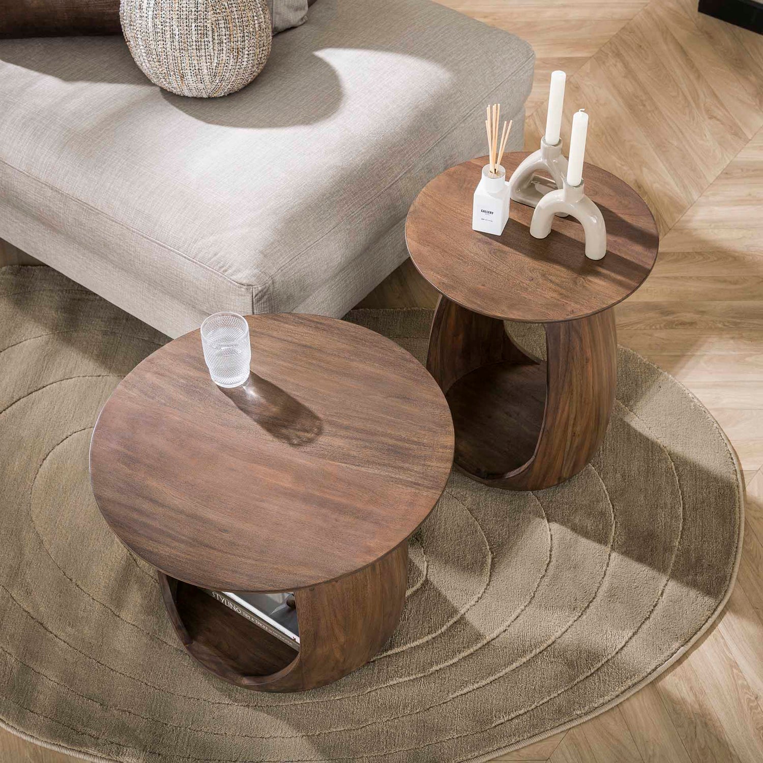 Bijzettafel Flow Solid M - 60x60x46 cm - Glaze Brown - Acacia