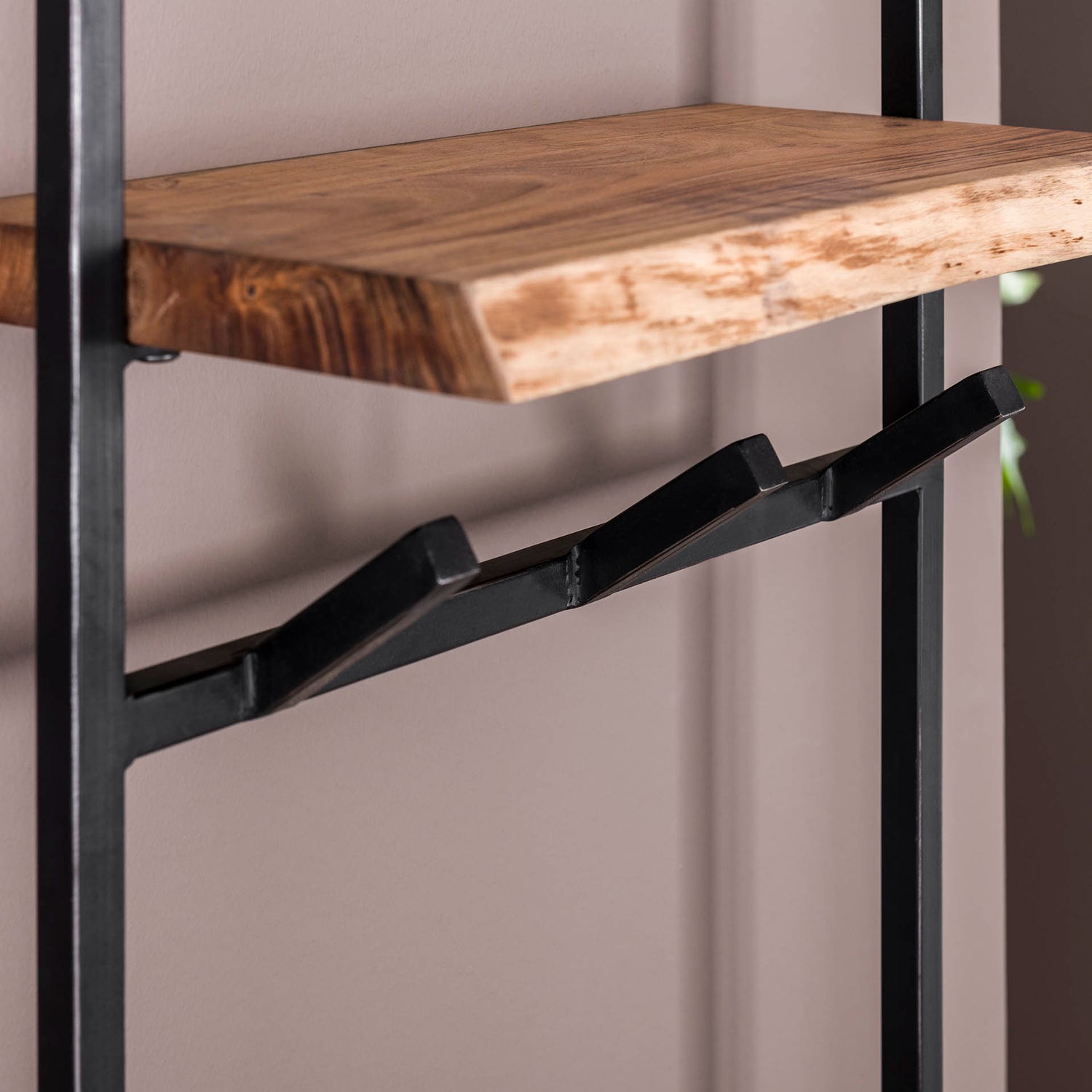 Kapstok Air Solid Hoog met 6 Haken hoedenplank - 51x25x80 cm - Naturel - Acacia