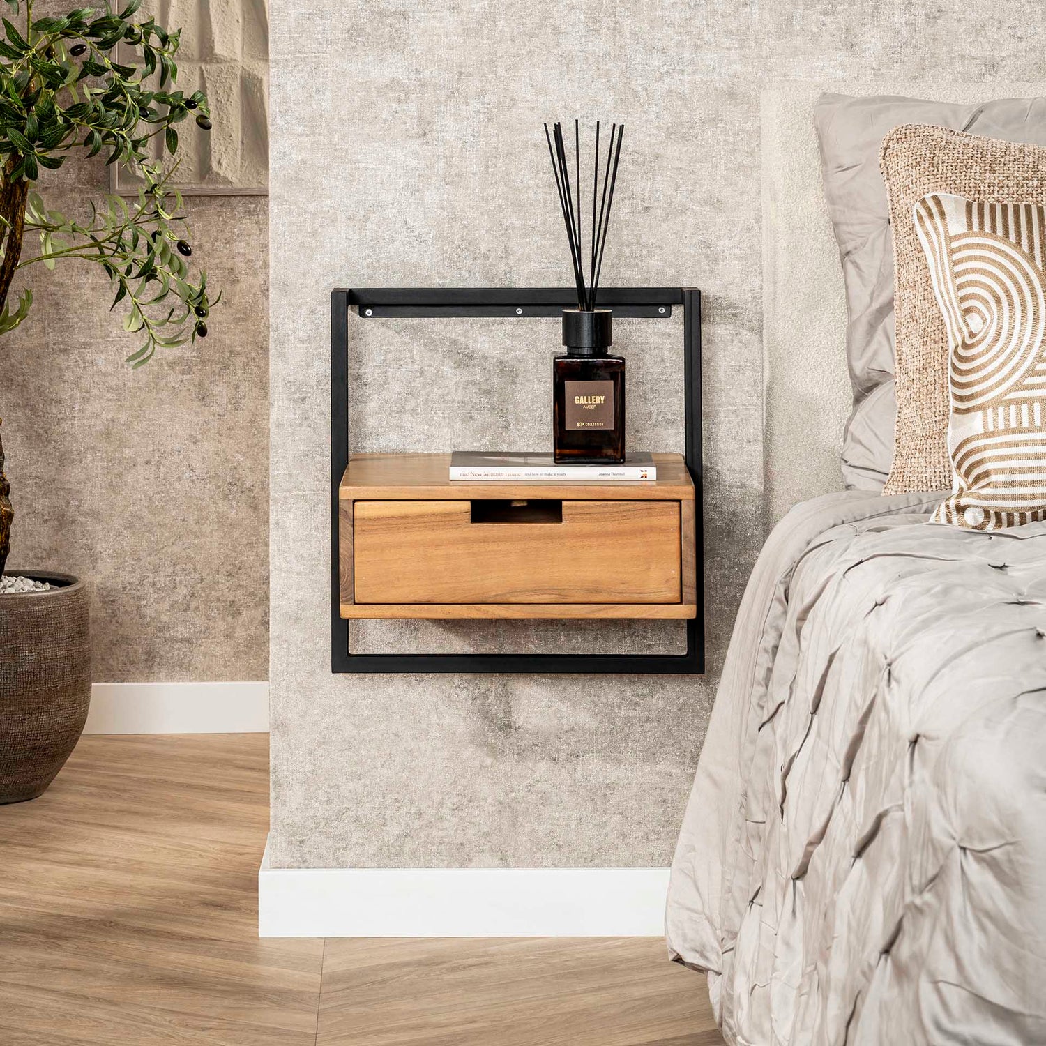 Nachtkastje Air Solid - 44x35x45 cm - Acacia Naturel