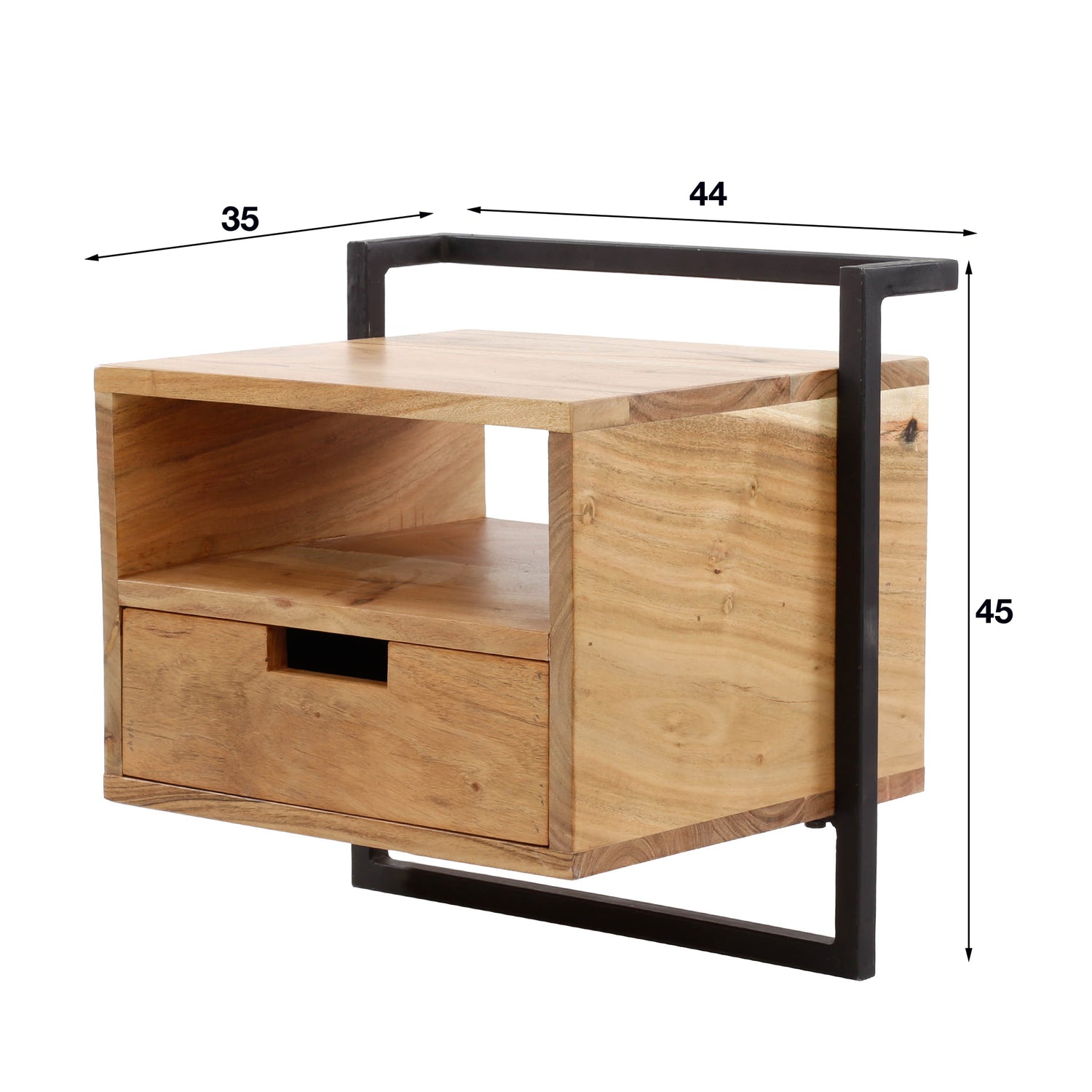 Nachtkastje met 1L open vak Air Solid - 44x35x45 cm - Naturel - Acacia