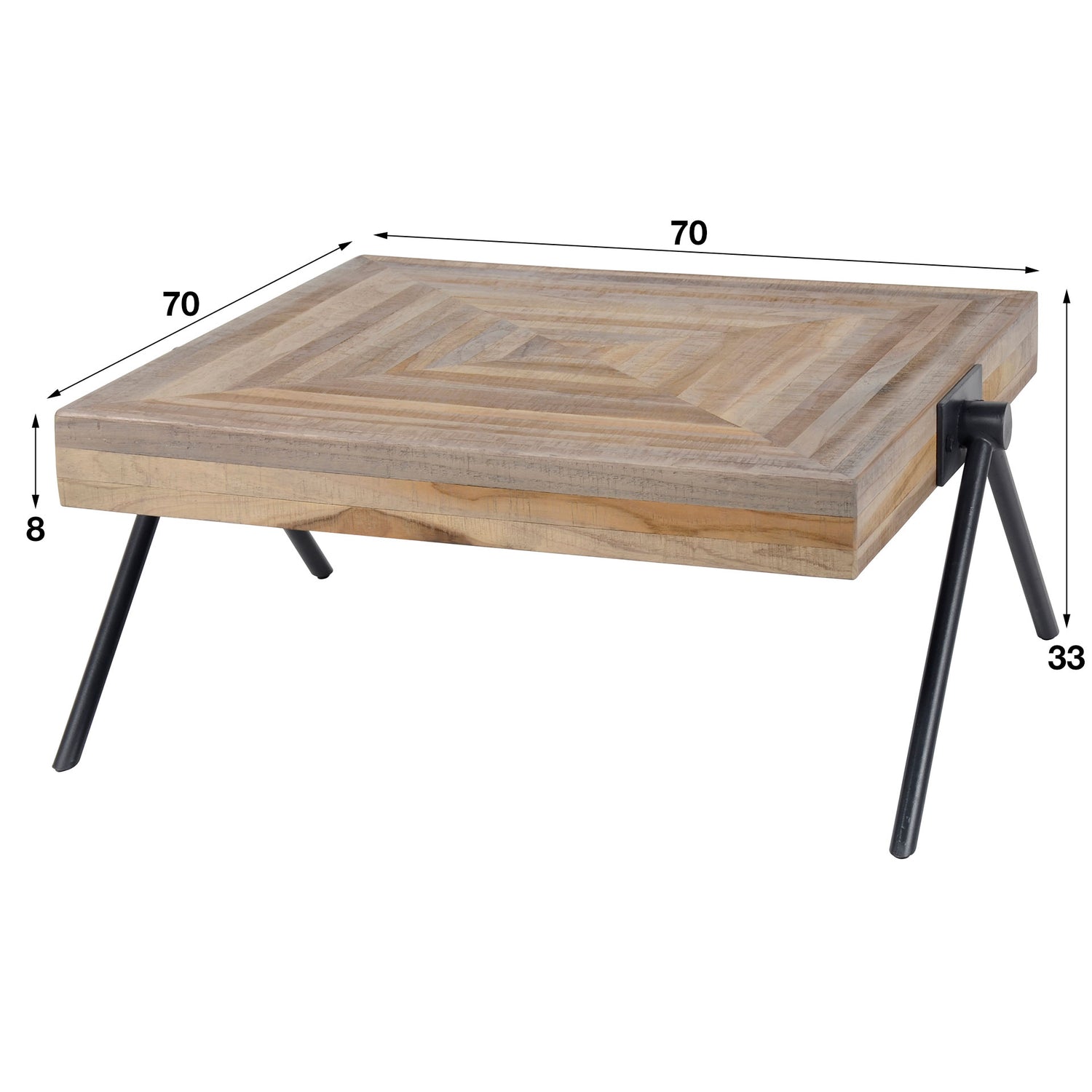 Salontafel Teca Balance - 70x70x33 cm - Verweerd - Teakhout