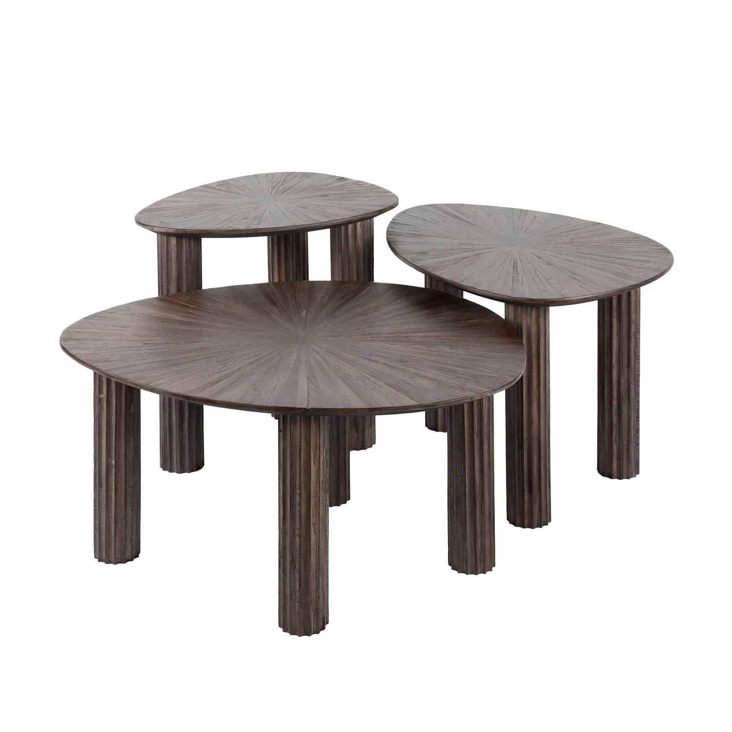 Salontafel Maya Driehoekig - Set van 3 - 76x61x38 cm - Teak Rust Brown - Teak