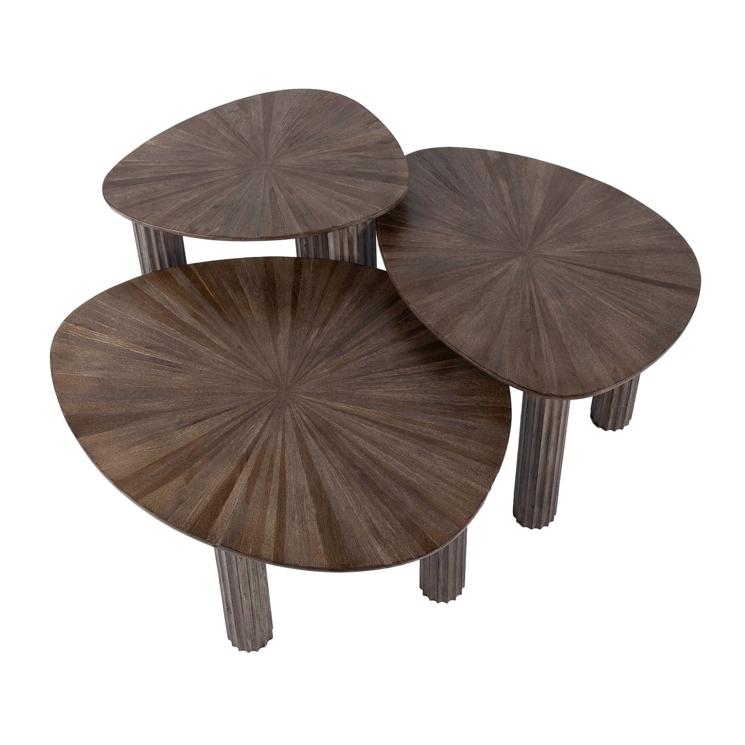 Salontafel Maya Driehoekig - Set van 3 - 76x61x38 cm - Teak Rust Brown - Teak