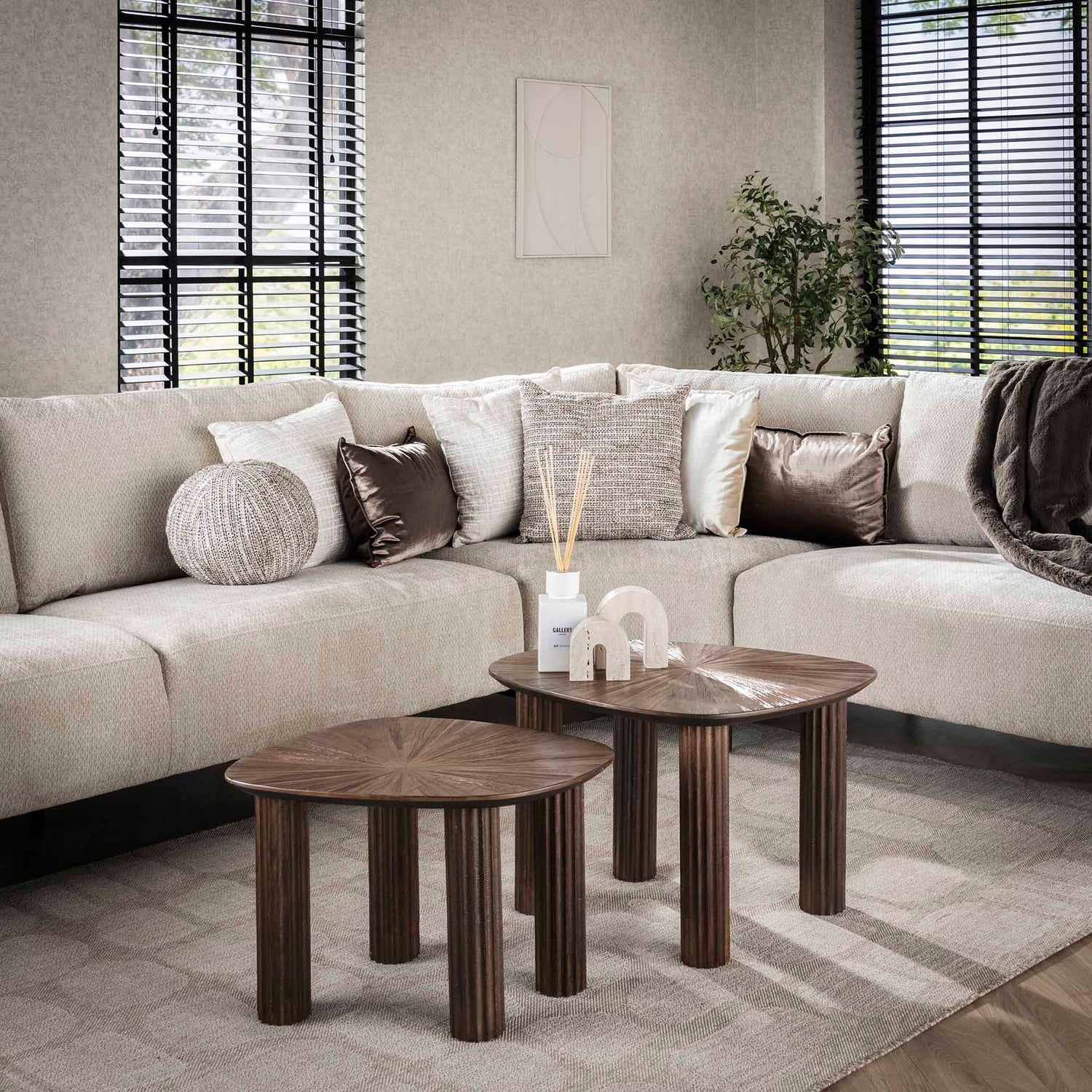 Salontafel Maya - Vierhoekig - Set van 2 - 62x51x43 cm - Rust Brown - Teak
