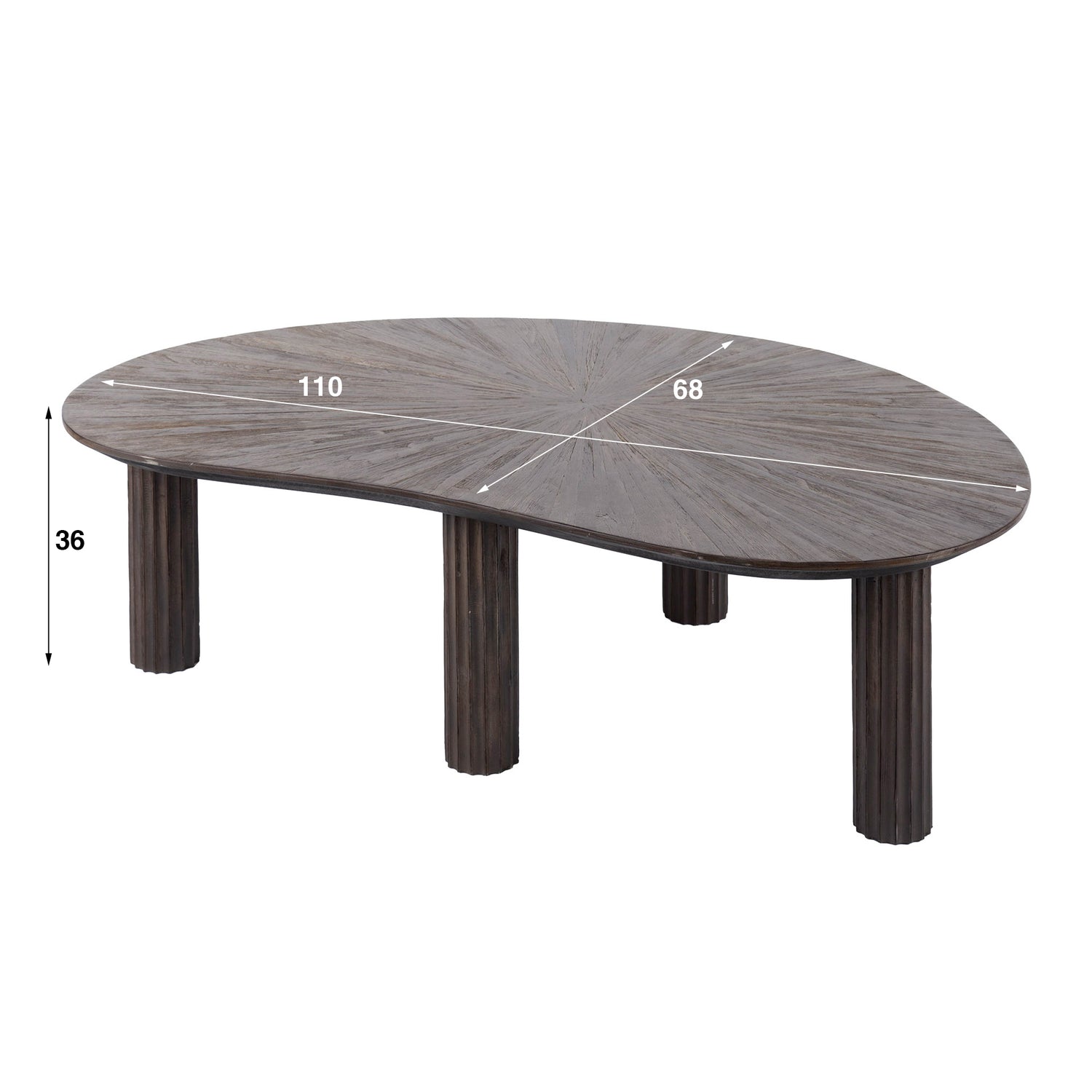 Salontafel Maya Niervormig - 110x68x36 cm - Rust Brown - Teak