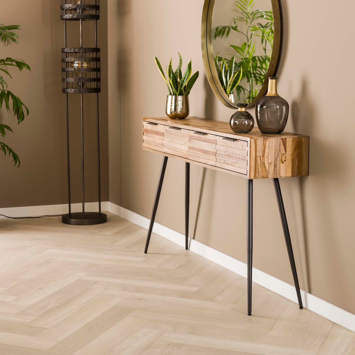 Haltafel 4L Teca Strip - 120x30x76 cm - Verweerd - Teakhout