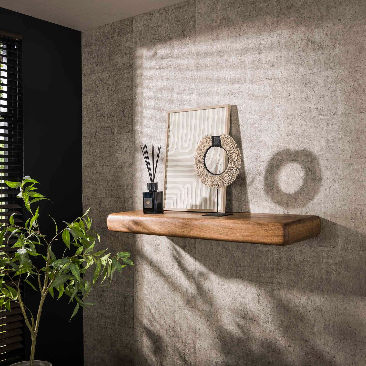 Wandplank 118 Sleek - 118x35x10 cm - Zandkleur - Mango