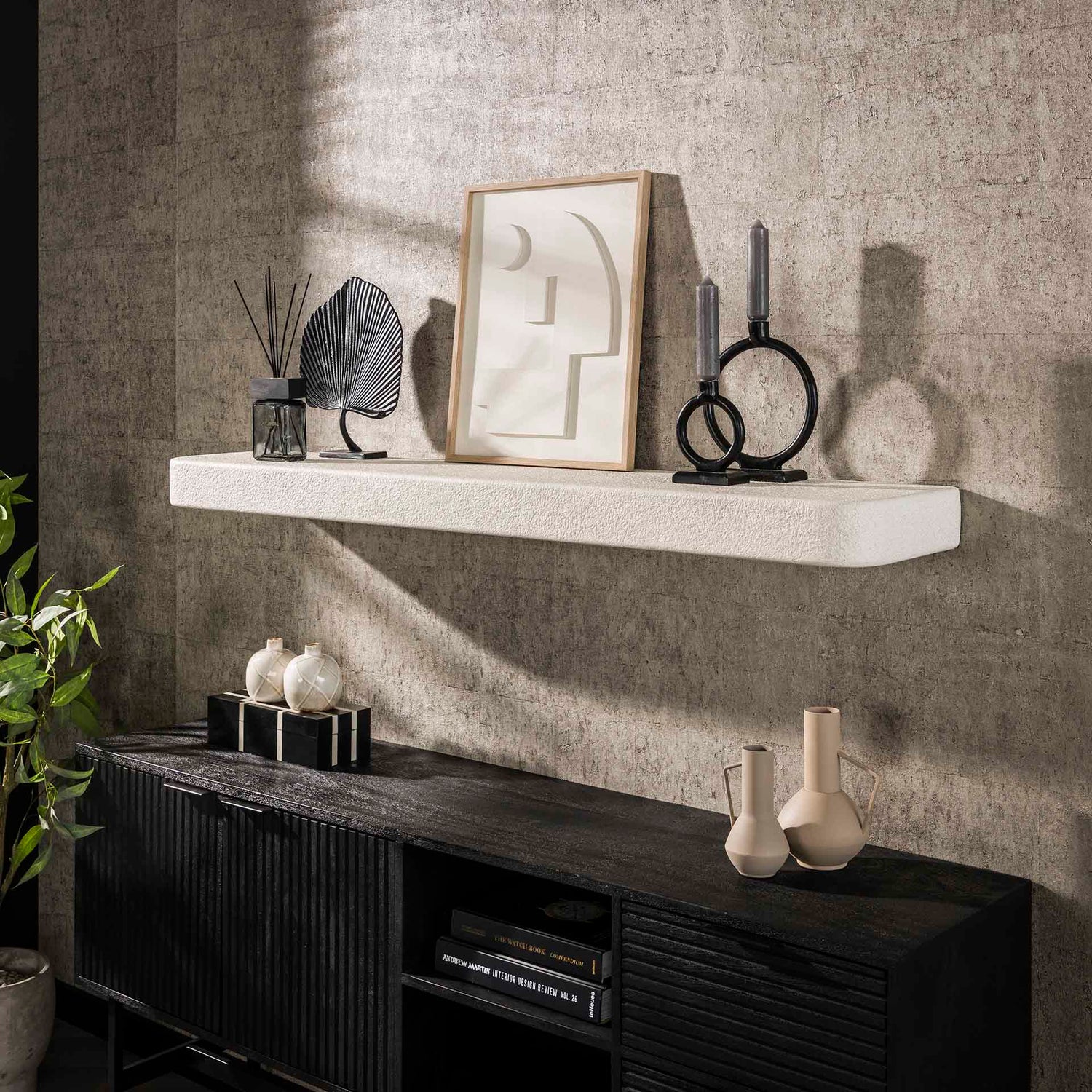 Wandplank Stone - 150x29x8 cm - Marmer Composiet