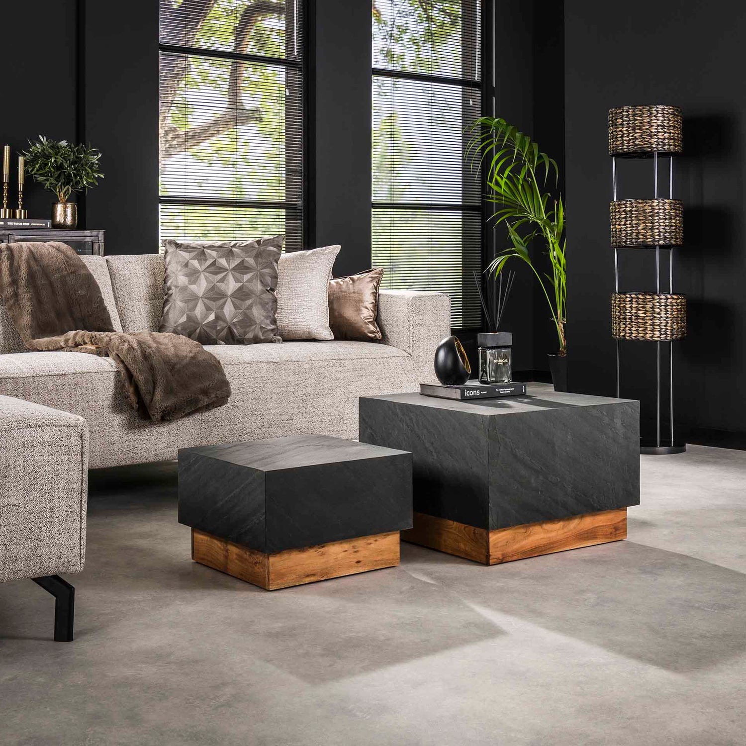 Salontafel Blox Slate Set - 58x58x40 cm