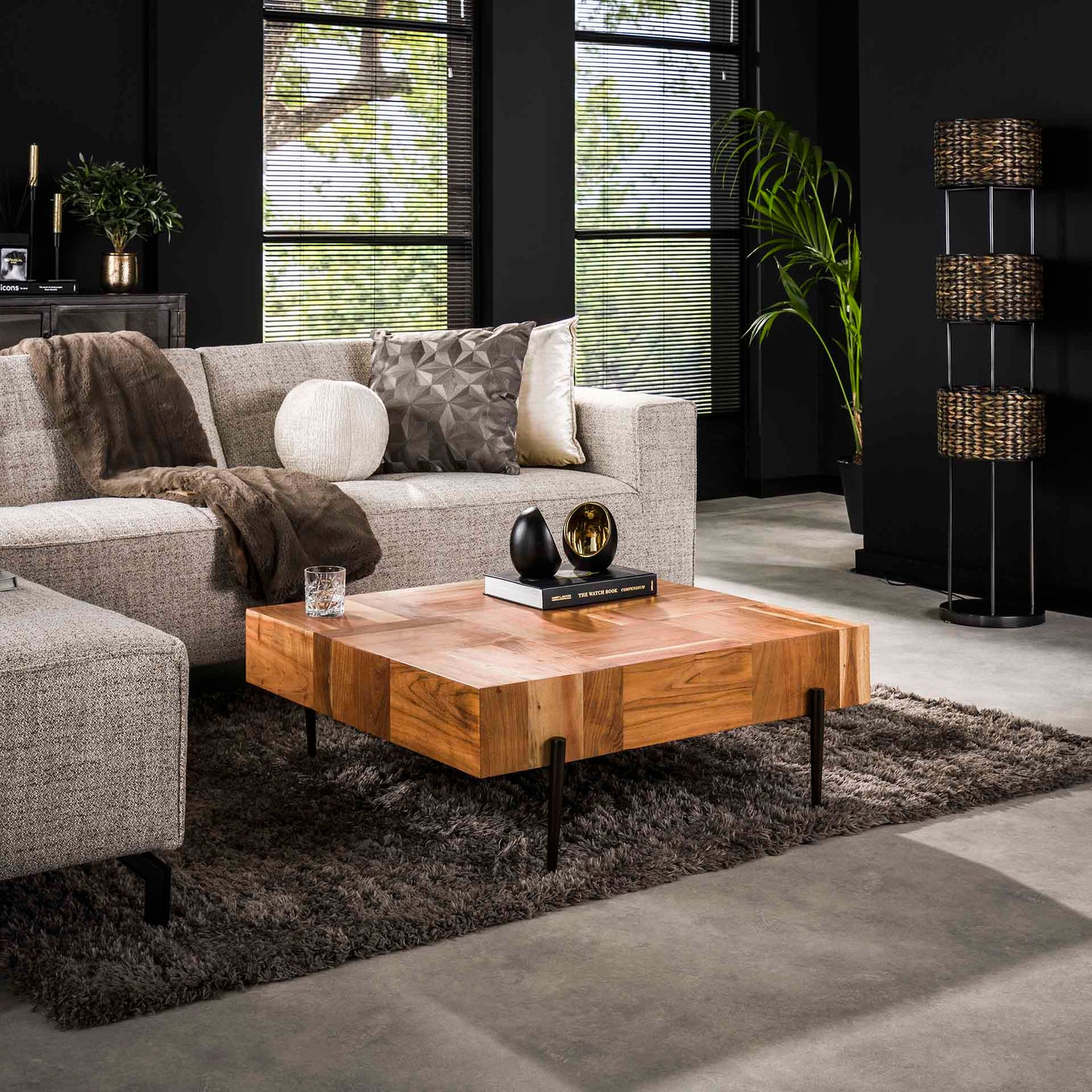 Salontafel Blocks - 90x90x35 cm - Naturel - Acacia