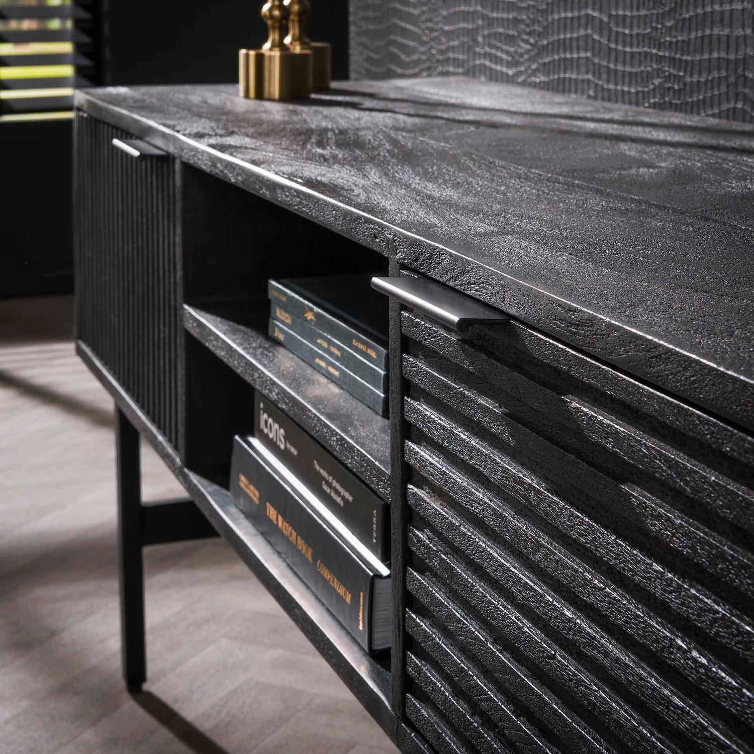 TV-meubel 2D Marina - 140x40x56 cm - Zwart - Mango