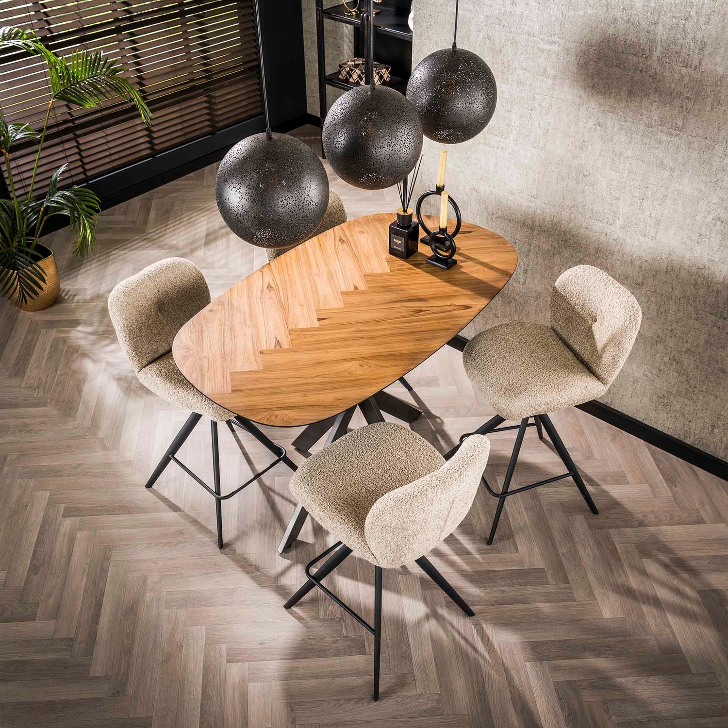 Bartafel Organisch - 140x80x92 cm - Gerecycled Teakhout Fineer