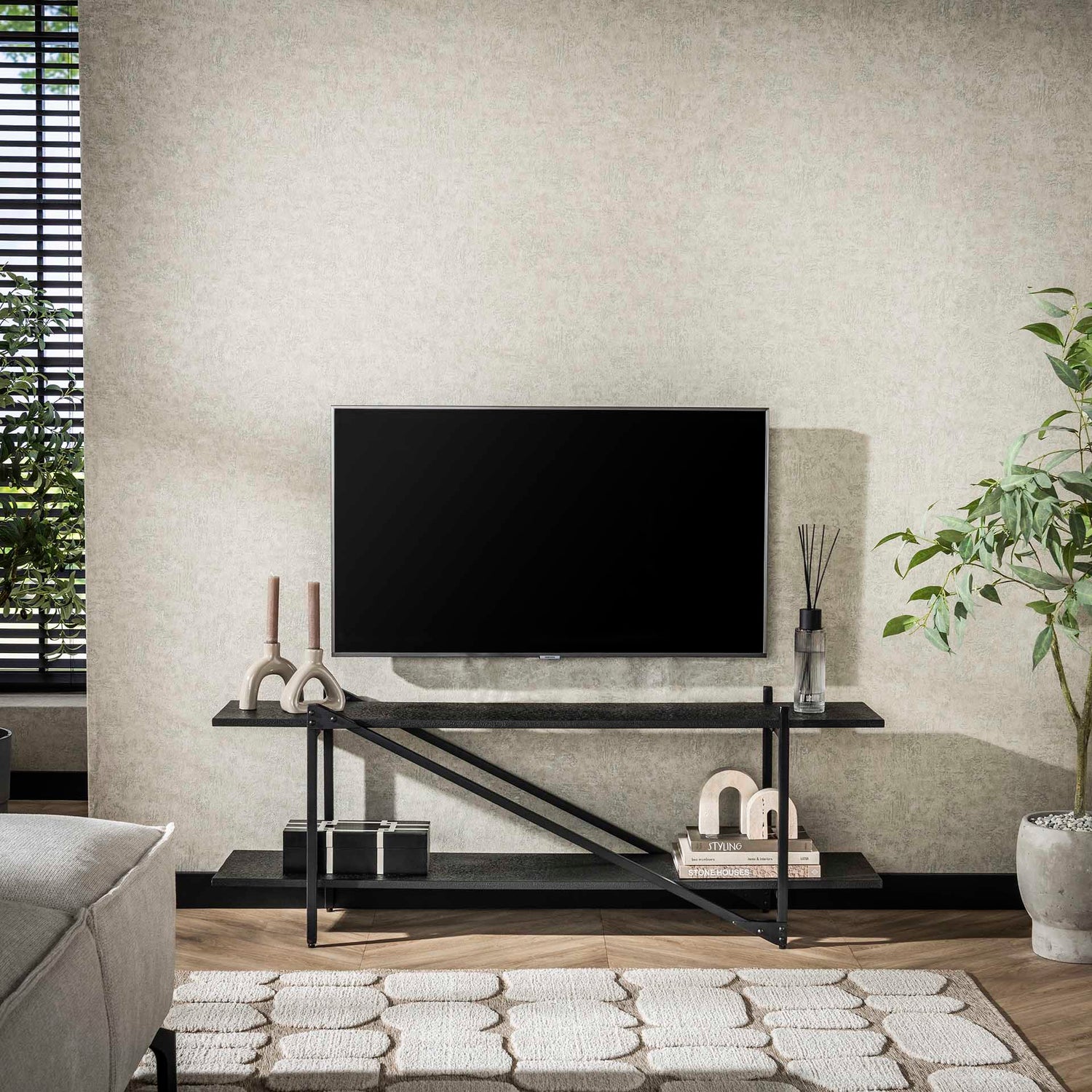 TV-meubel Piega - 140x35x51 cm - Grijs
