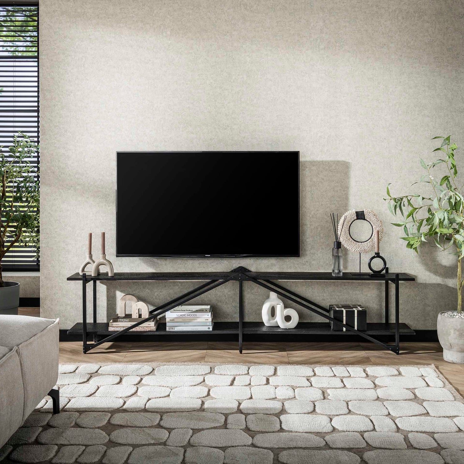 TV-meubel 220cm XL Piega - 220x35x51 cm - Grijs