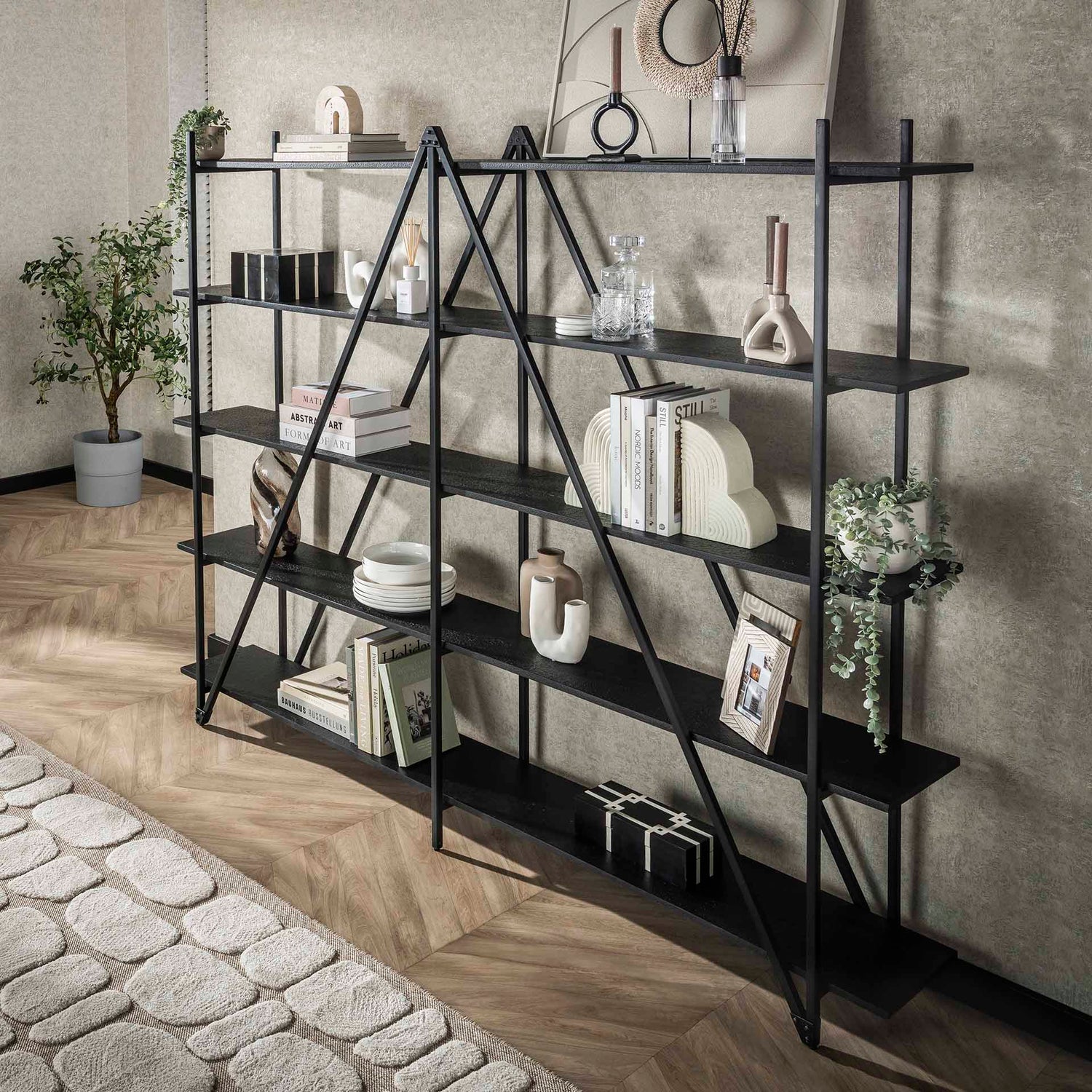 Wandrek 220cm XL 5 Laags Piega - 220x35x181 cm - Grijs