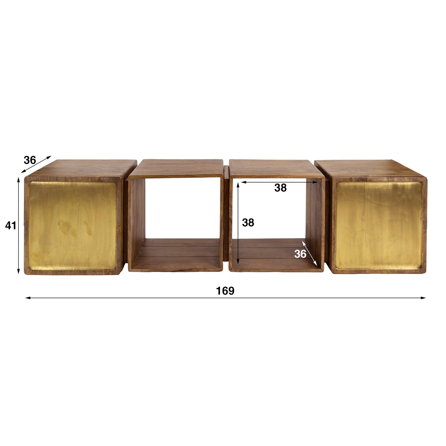Dressoir 2D Brass - 169x36x41 cm - Zandkleur - Mango