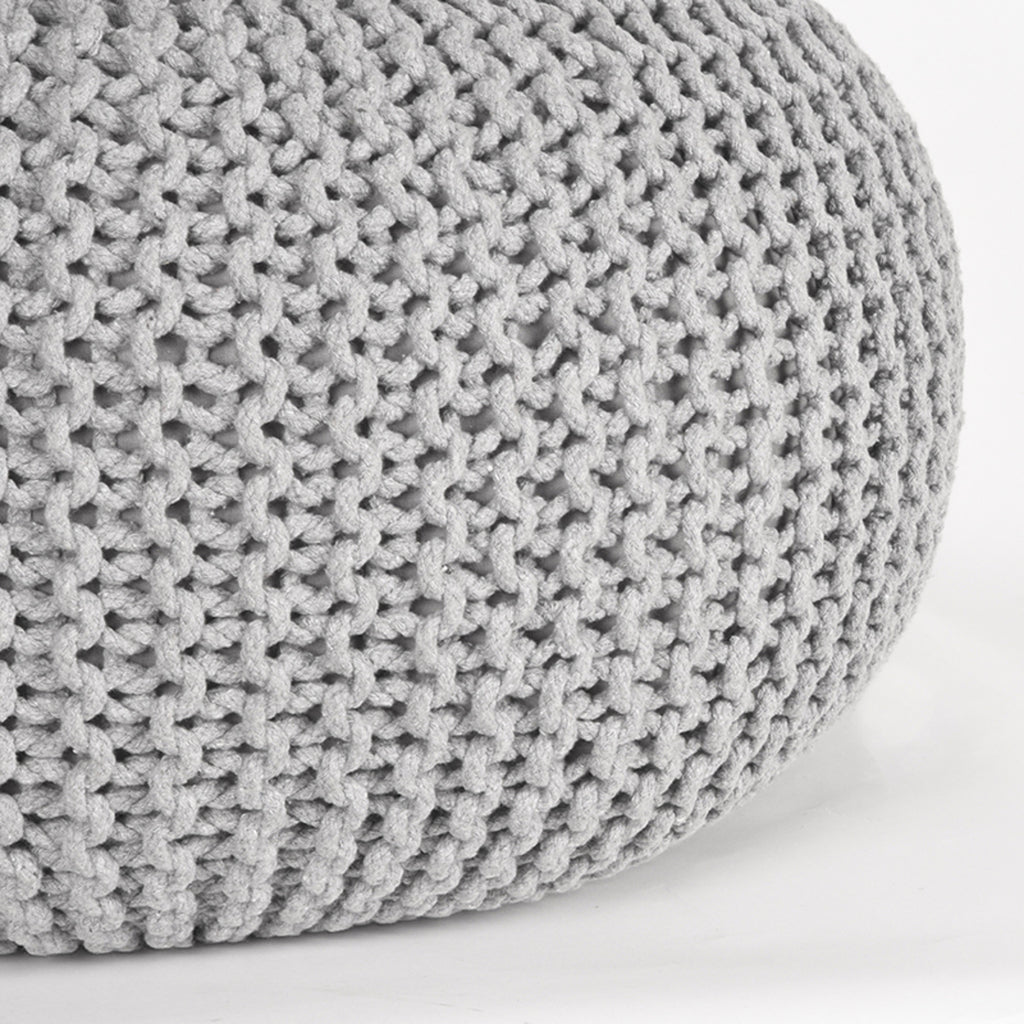 LABEL51 Poef Gebreid - Lichtgrijs - Katoen - L
