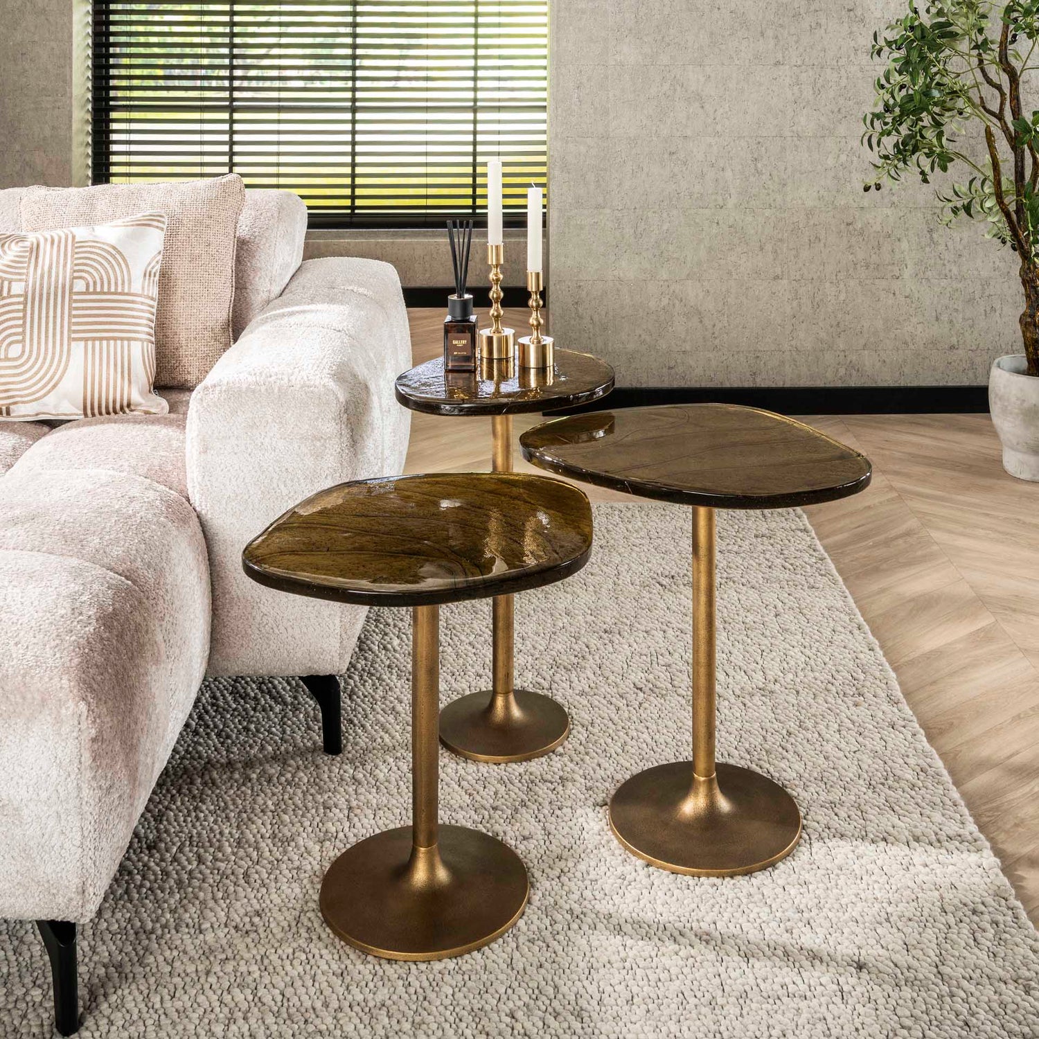 Bijzettafel Eclipse L - 38x33x60 cm - Antiek Goud