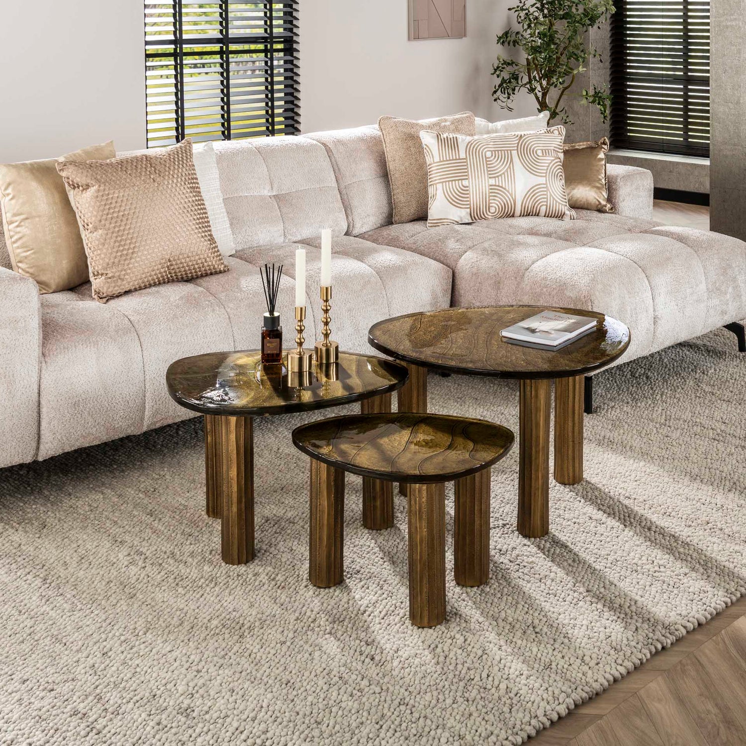 Salontafel Eclipse S - 51x37x35 cm - Antiek Goud