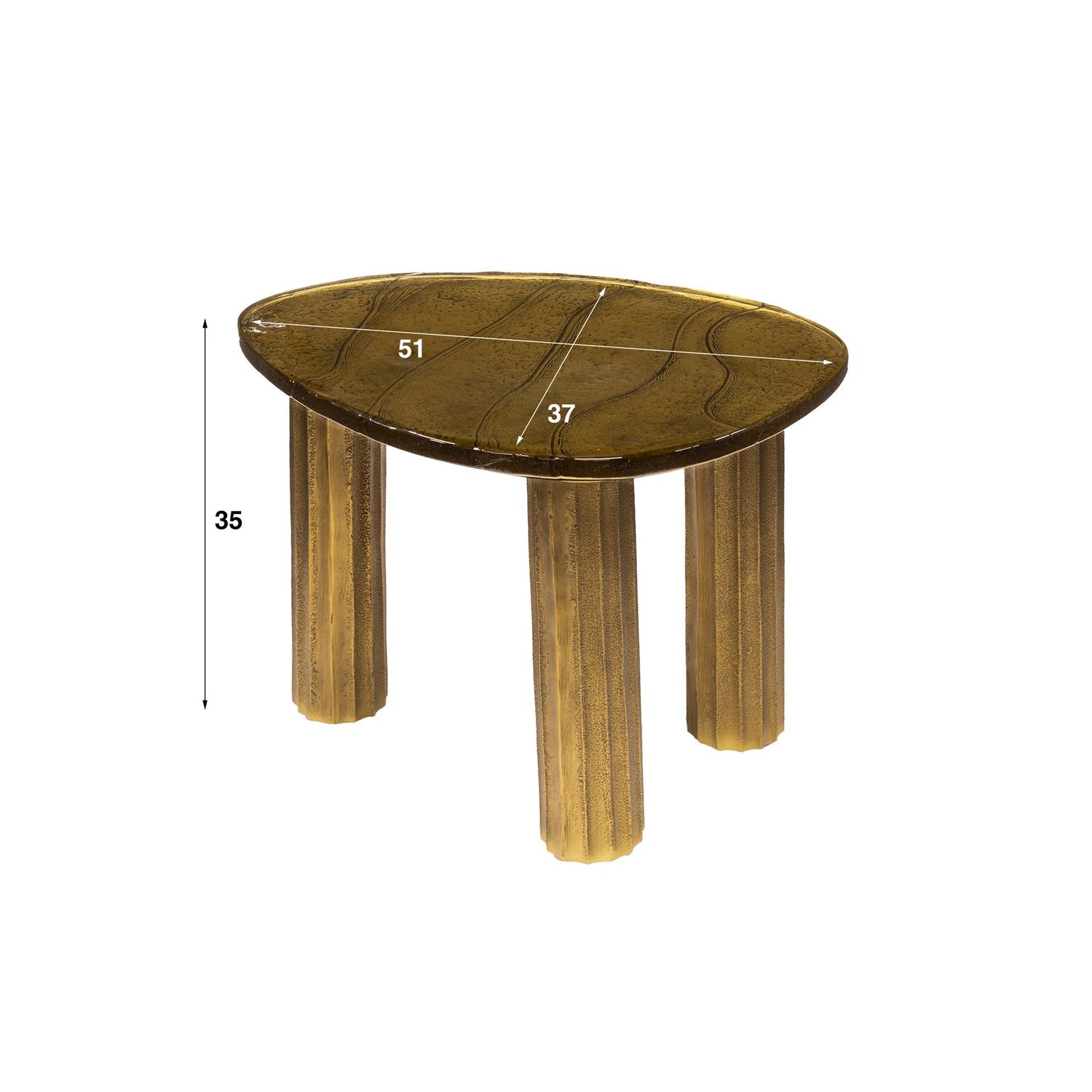 Salontafel Eclipse S - 51x37x35 cm - Antiek Goud
