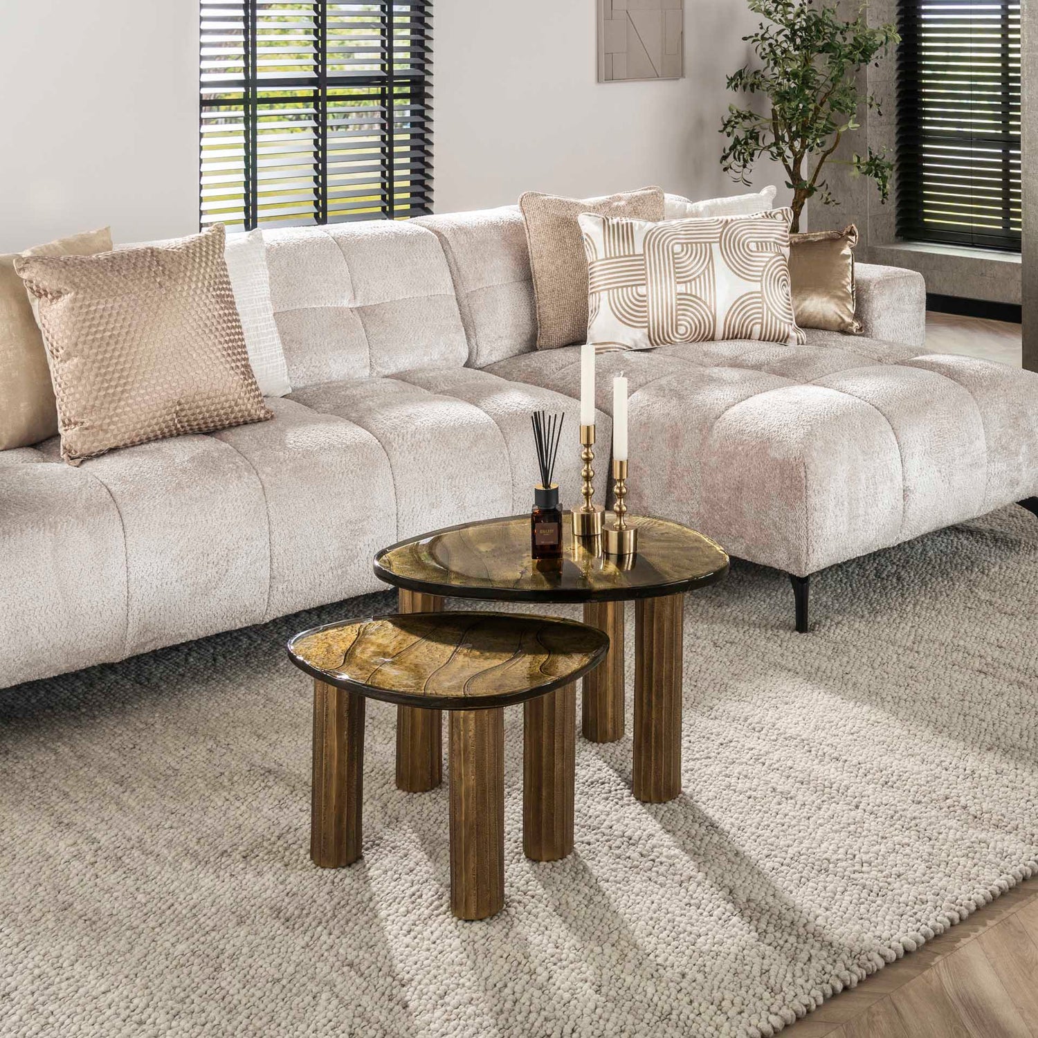 Salontafel Eclipse S - 51x37x35 cm - Antiek Goud
