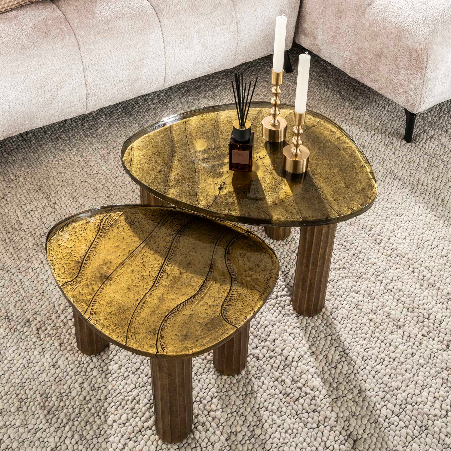 Salontafel Eclipse S - 51x37x35 cm - Antiek Goud