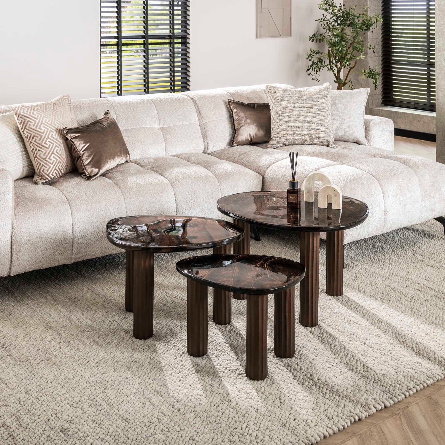 Salontafel Eclipse L - 70x59x45 cm - Antiek Koper