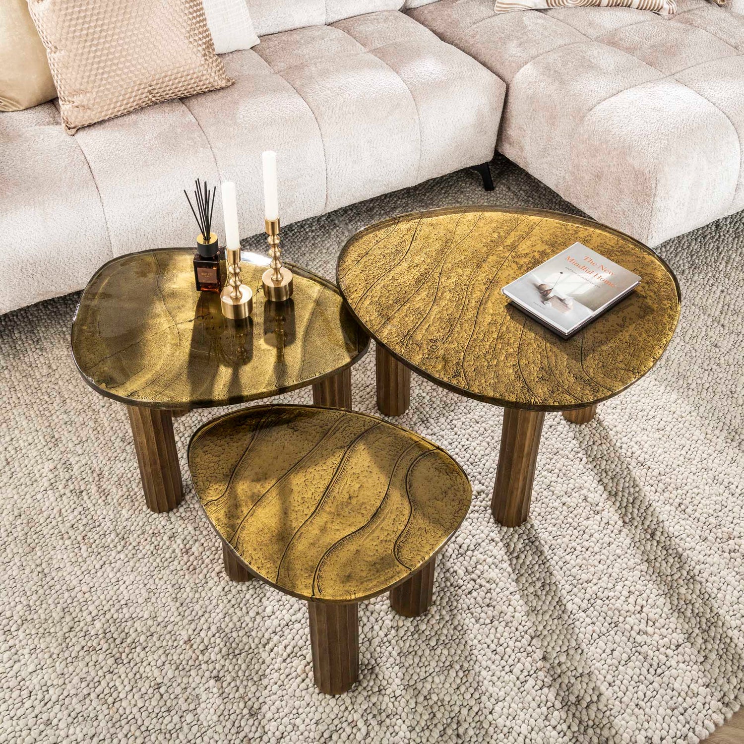 Salontafel Eclipse L - 70x59x45 cm - Antiek Goud