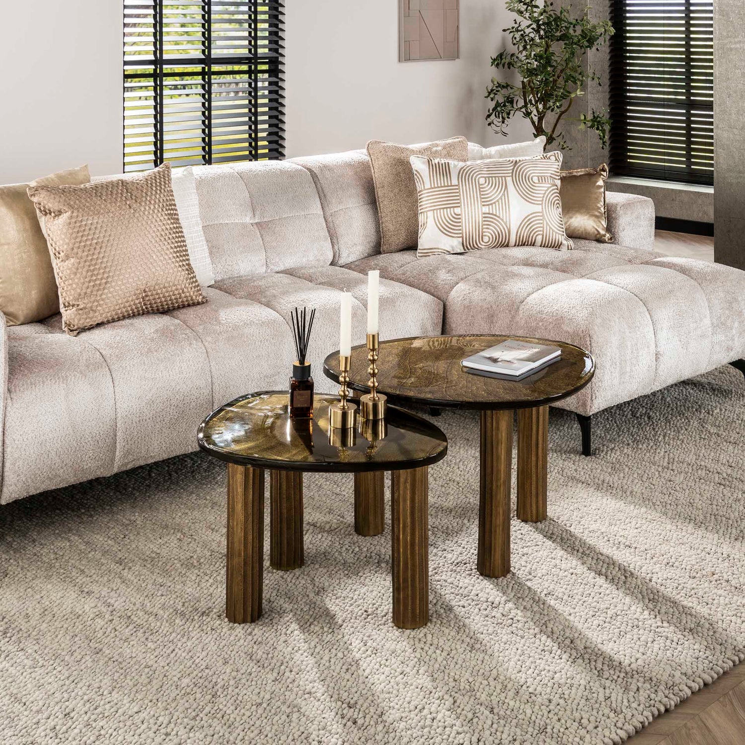 Salontafel Eclipse L - 70x59x45 cm - Antiek Goud
