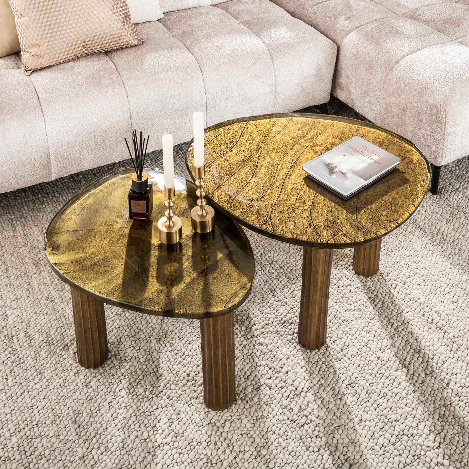Salontafel Eclipse L - 70x59x45 cm - Antiek Goud