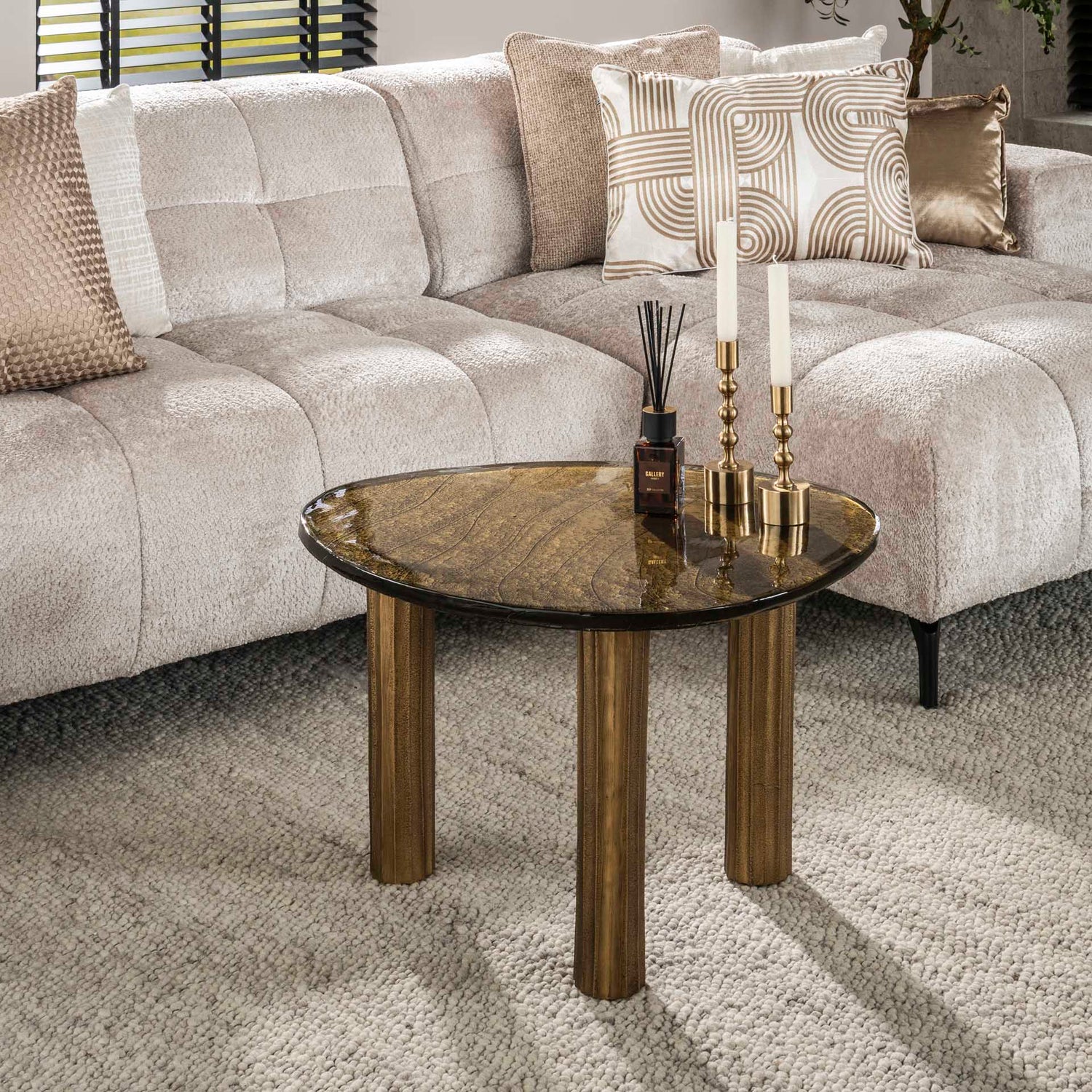 Salontafel Eclipse L - 70x59x45 cm - Antiek Goud