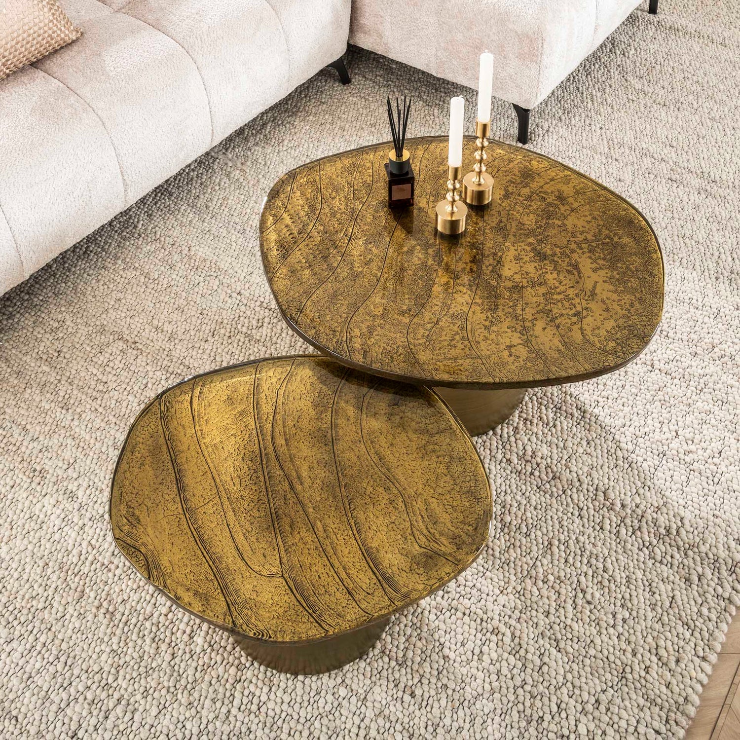 Salontafel Eclipse - Set van 2 - 80x70x40 cm - Antiek Goud