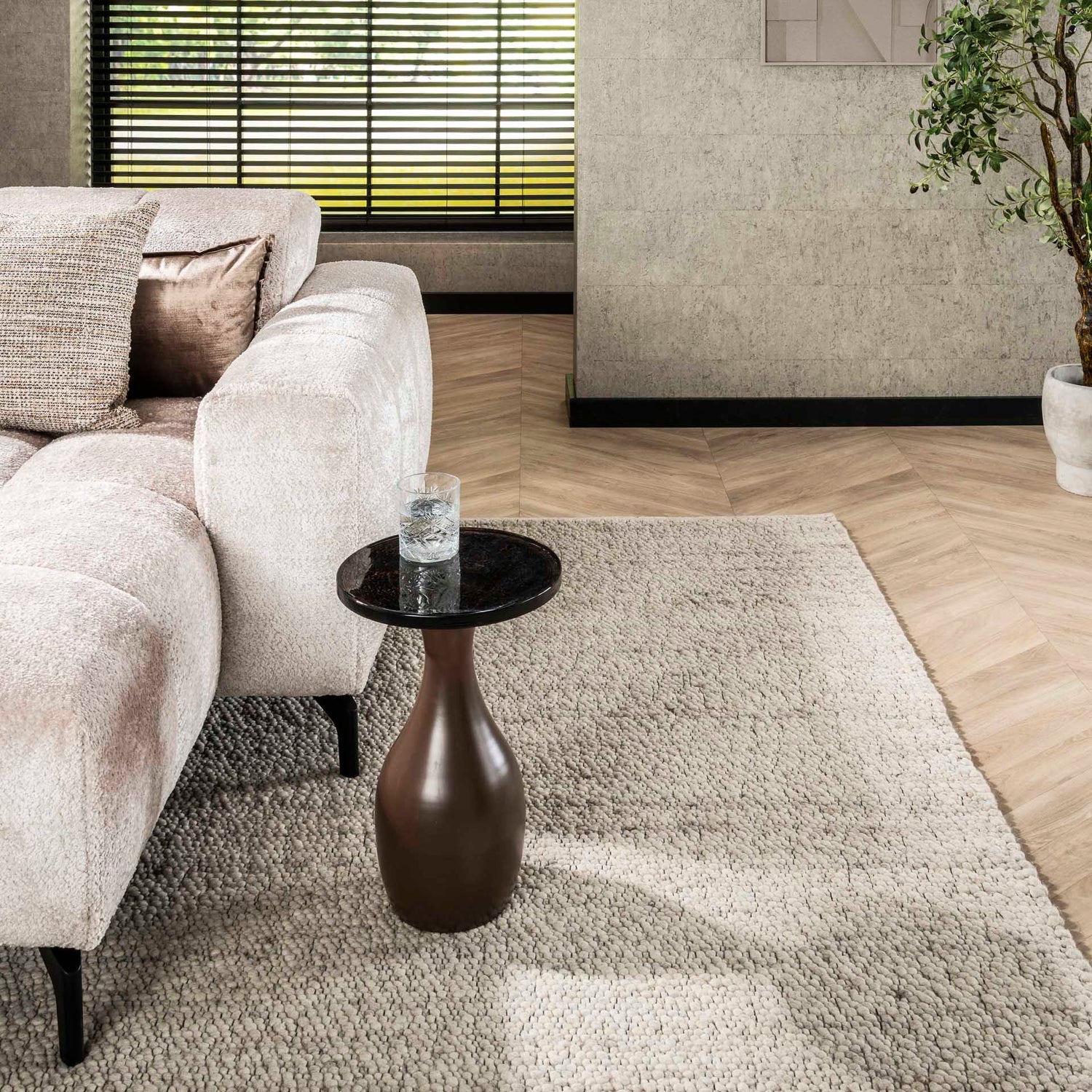 Bijzettafel Eclipse Druppel S - 30x30x45 cm - Antiek Koper