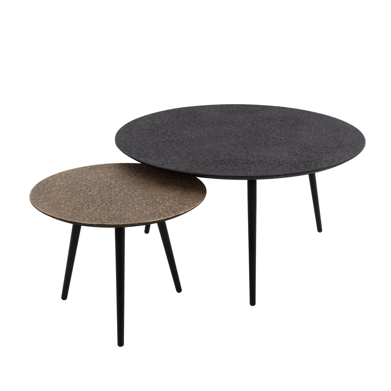 Salontafel rond metallic - Set van 2 - 74x74x40 cm - Grijs