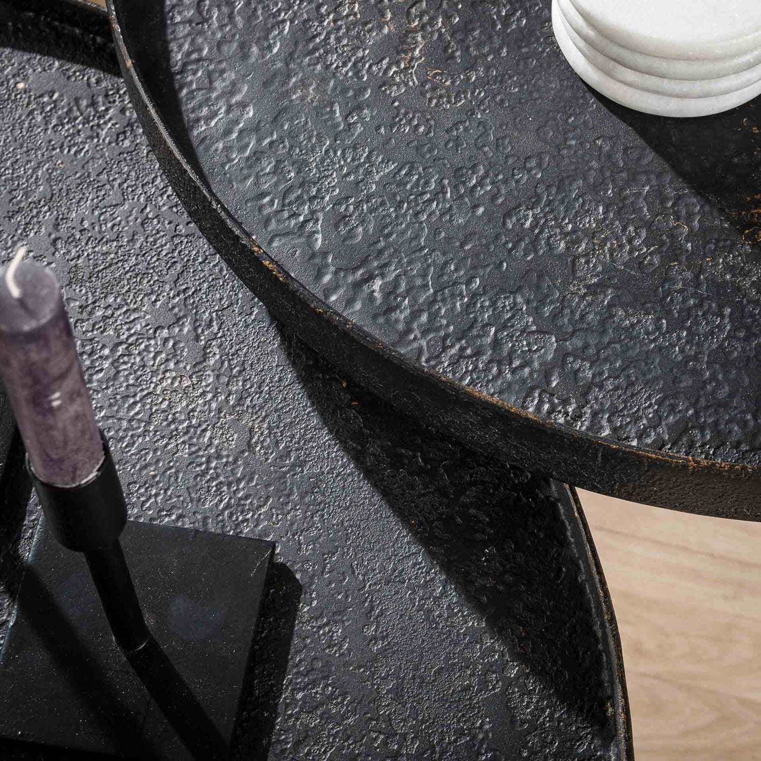 Salontafel Rond Metallic - Set van 2 - 76x76x40 cm - Grijs