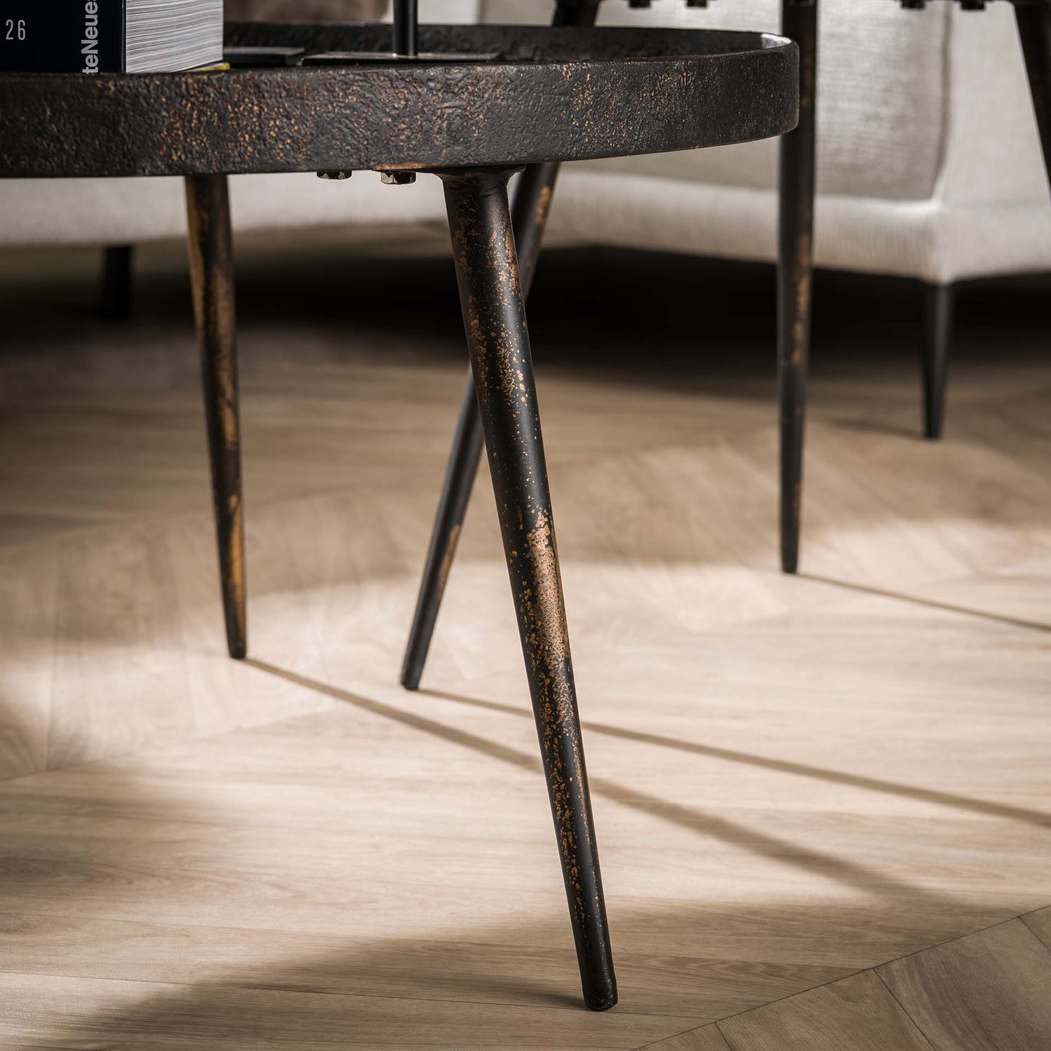 Salontafel Rond Metallic - Set van 2 - 76x76x40 cm - Grijs