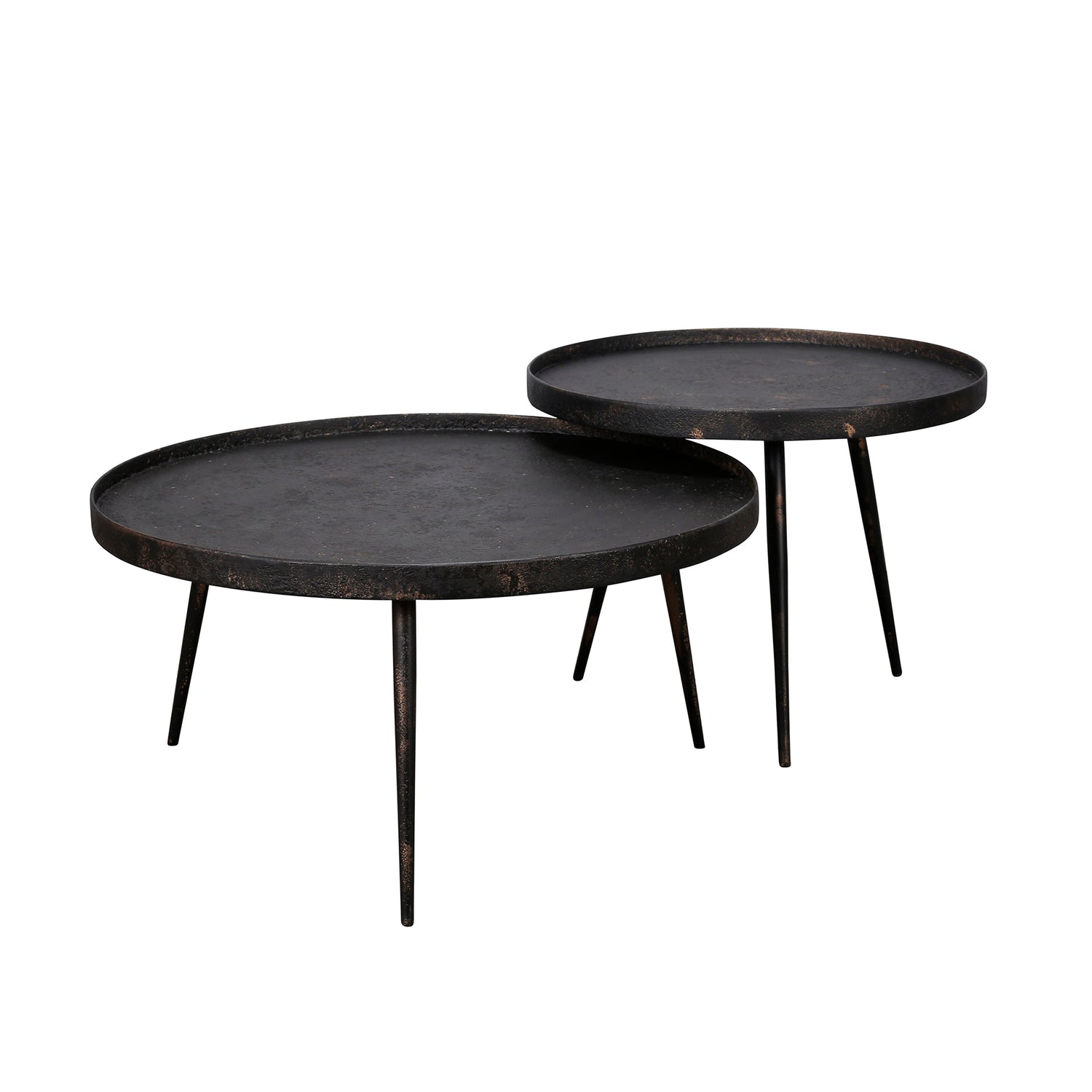 Salontafel Rond Metallic - Set van 2 - 76x76x40 cm - Grijs