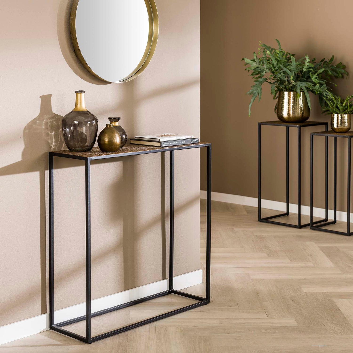 Haltafel Iron Metallic - 75x25x75 cm - Brons Antiek