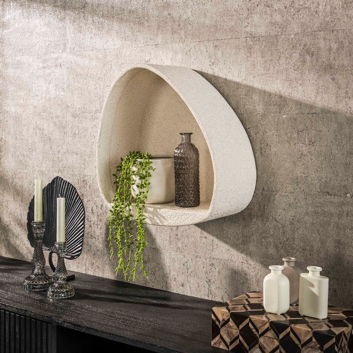 Wandschap Stone Driehoek - 42x21x44 cm - Marmer - Composiet
