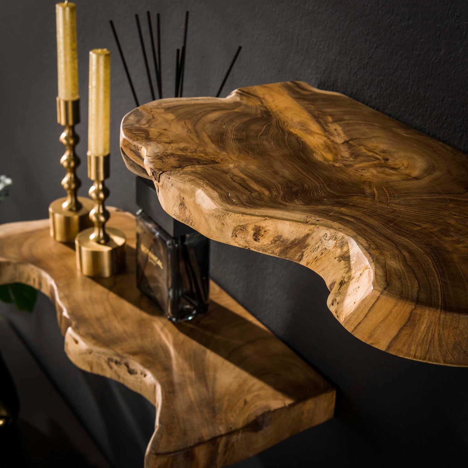 Wandschap Naturel Line - Set van 3 - 55x25x4 cm - Teakhout