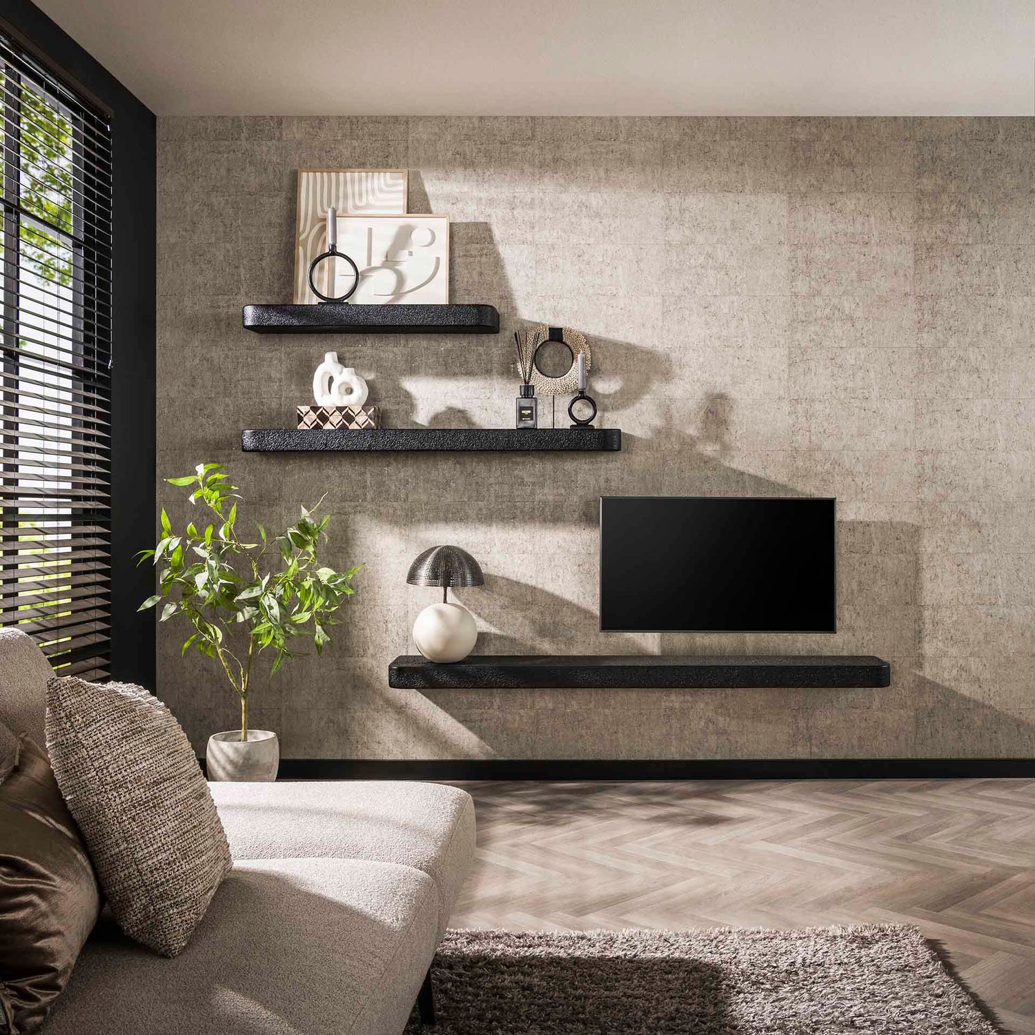 Wandplank 150cm Metallic - 150x29x8 cm - Grijs