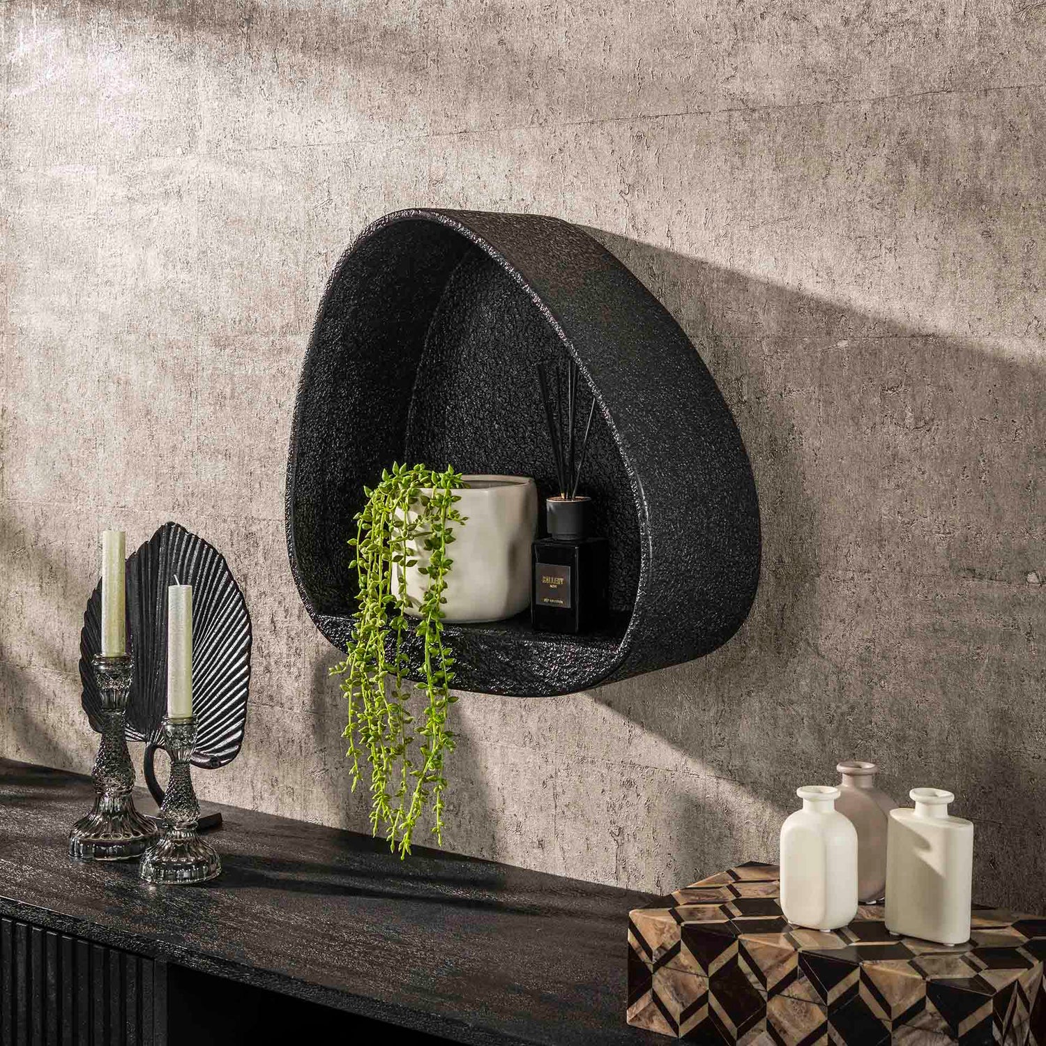 Wandschap Metallic Driehoek - 42x21x45 cm - Grijs