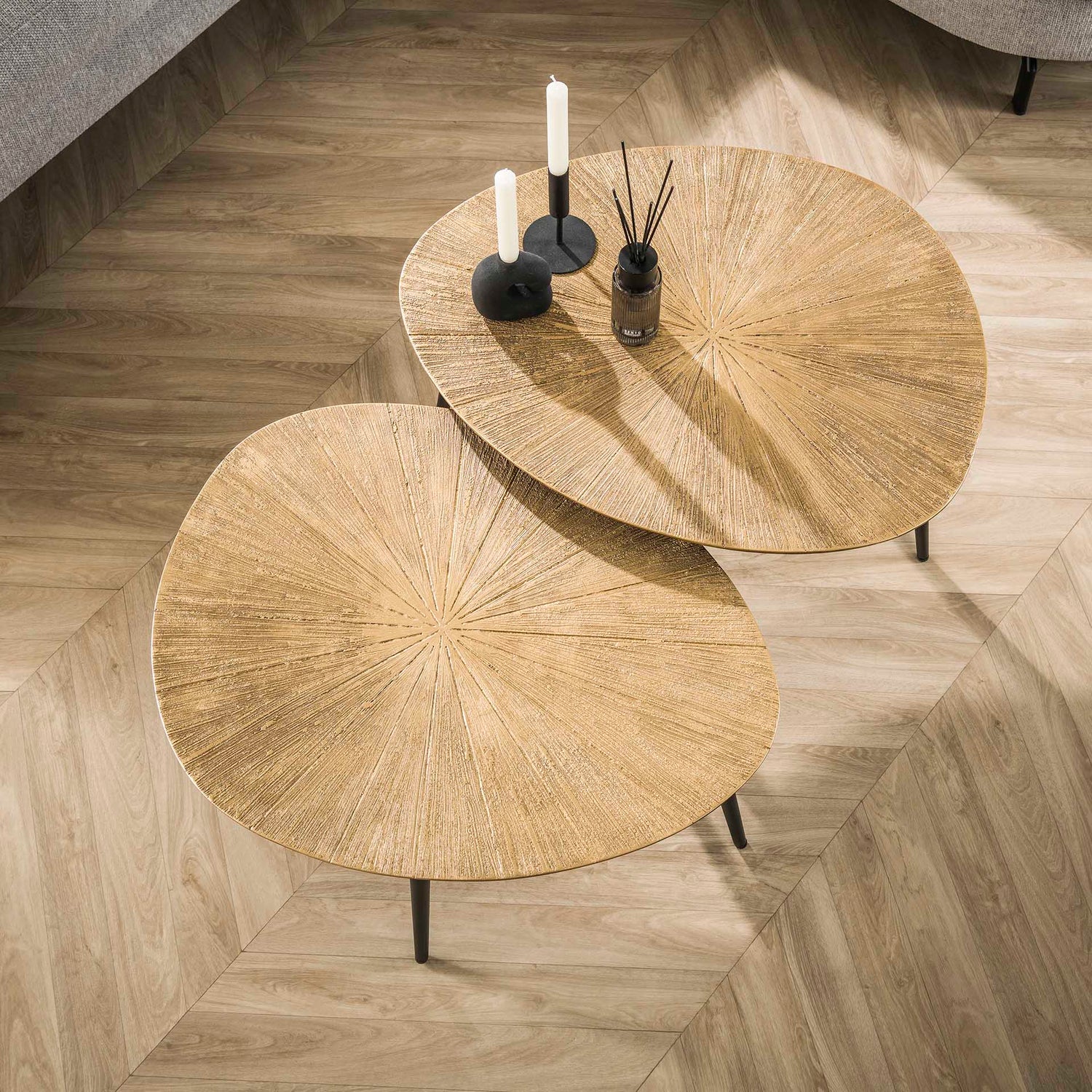 Salontafel Organisch Ray Metal - Set van 2 - 77x60x43 cm - Brons - Ray Metal