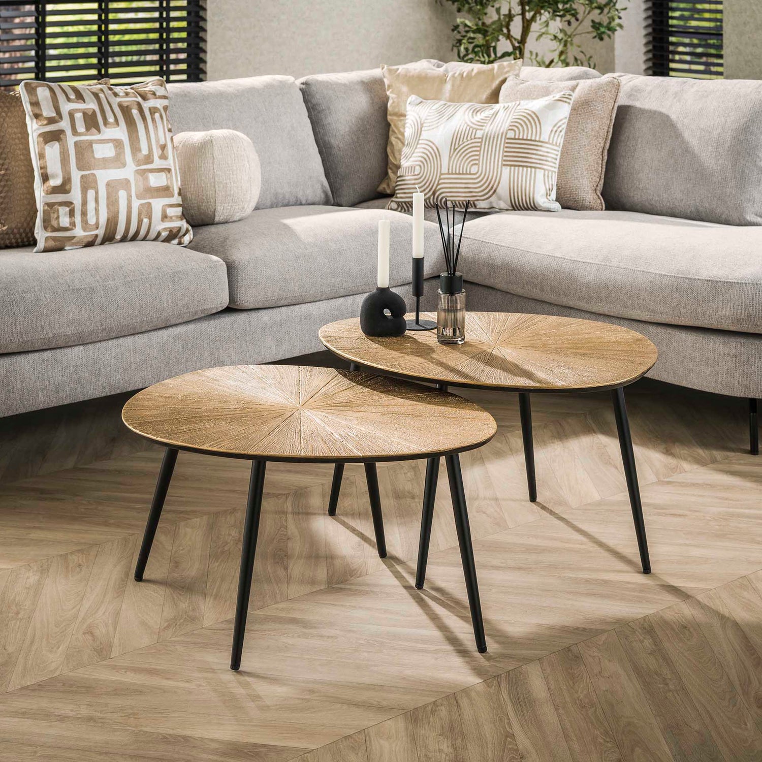 Salontafel Organisch Ray Metal - Set van 2 - 77x60x43 cm - Brons - Ray Metal