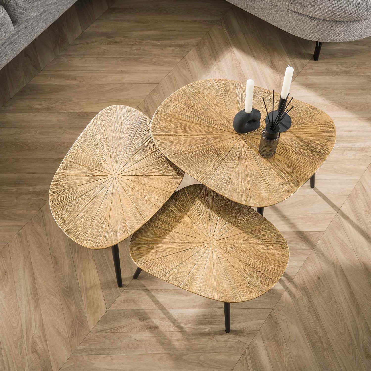 Salontafel Vierhoekige Ray Metal - Set van 3 - 62x51x43 cm - Brons - Ray Metal