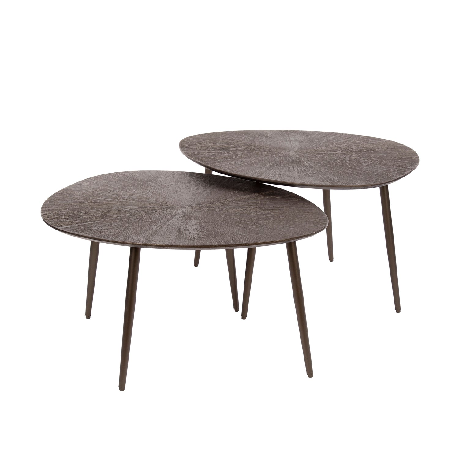 Salontafel Brown Ray Metal Organisch - Set van 2 - 76x61x43 cm - Donkerbruin - Brons
