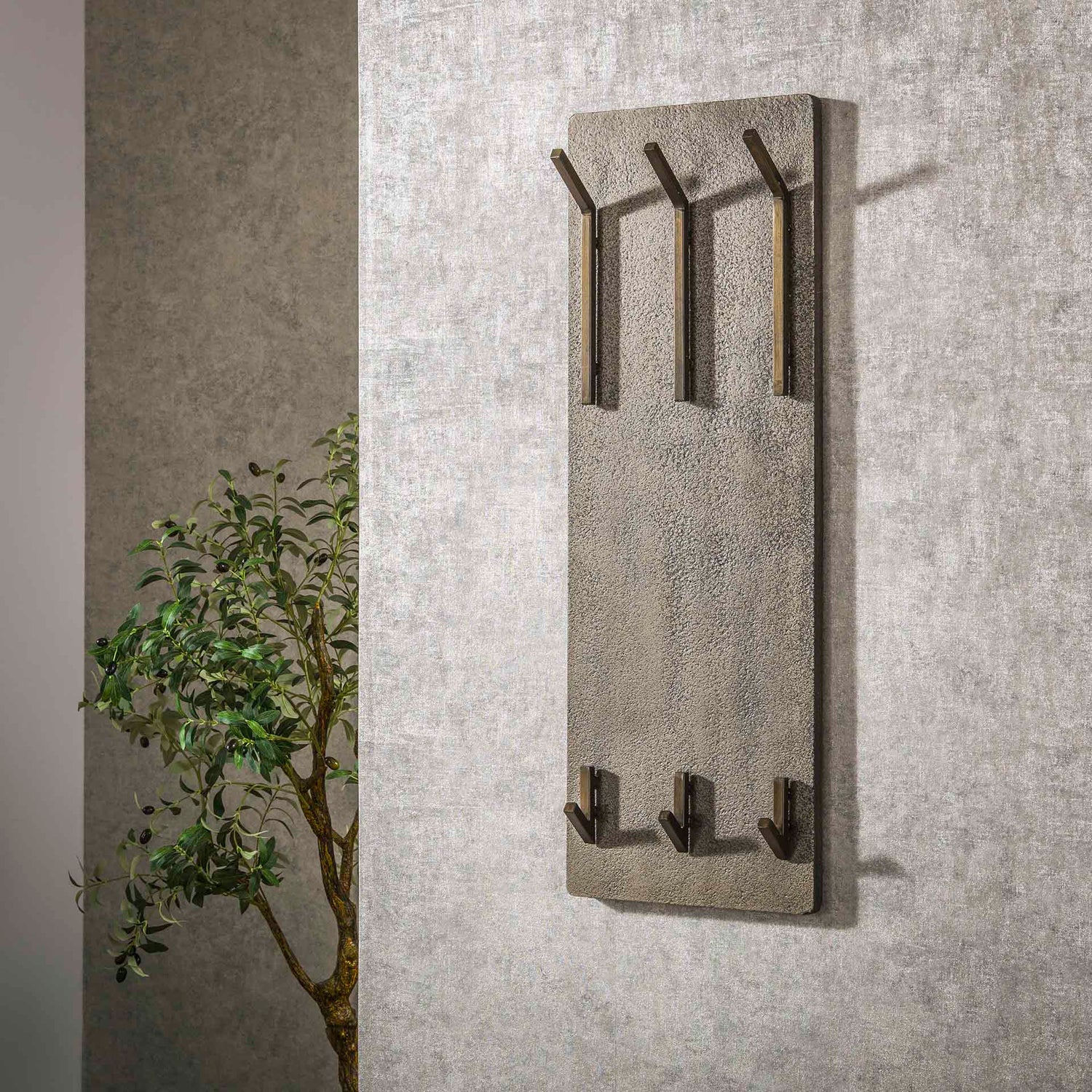 Kapstok Ferro met 6 Haken Hoog - 35x12x100 cm - Antiek - Brons